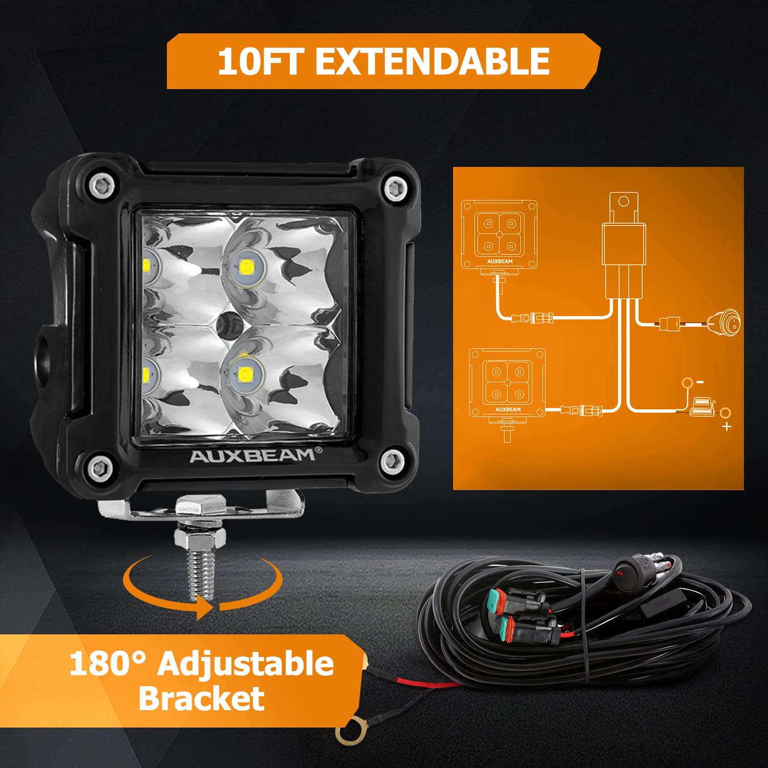 Auxbeam FA Series 3 Inch LED Cubes with DRL 2 Modes Spot Beam Offroad Lights 20W Driving Spotlights A-Pillar Ditch Lights for 4x4 Truck Car ATV Motorcycle, Pair