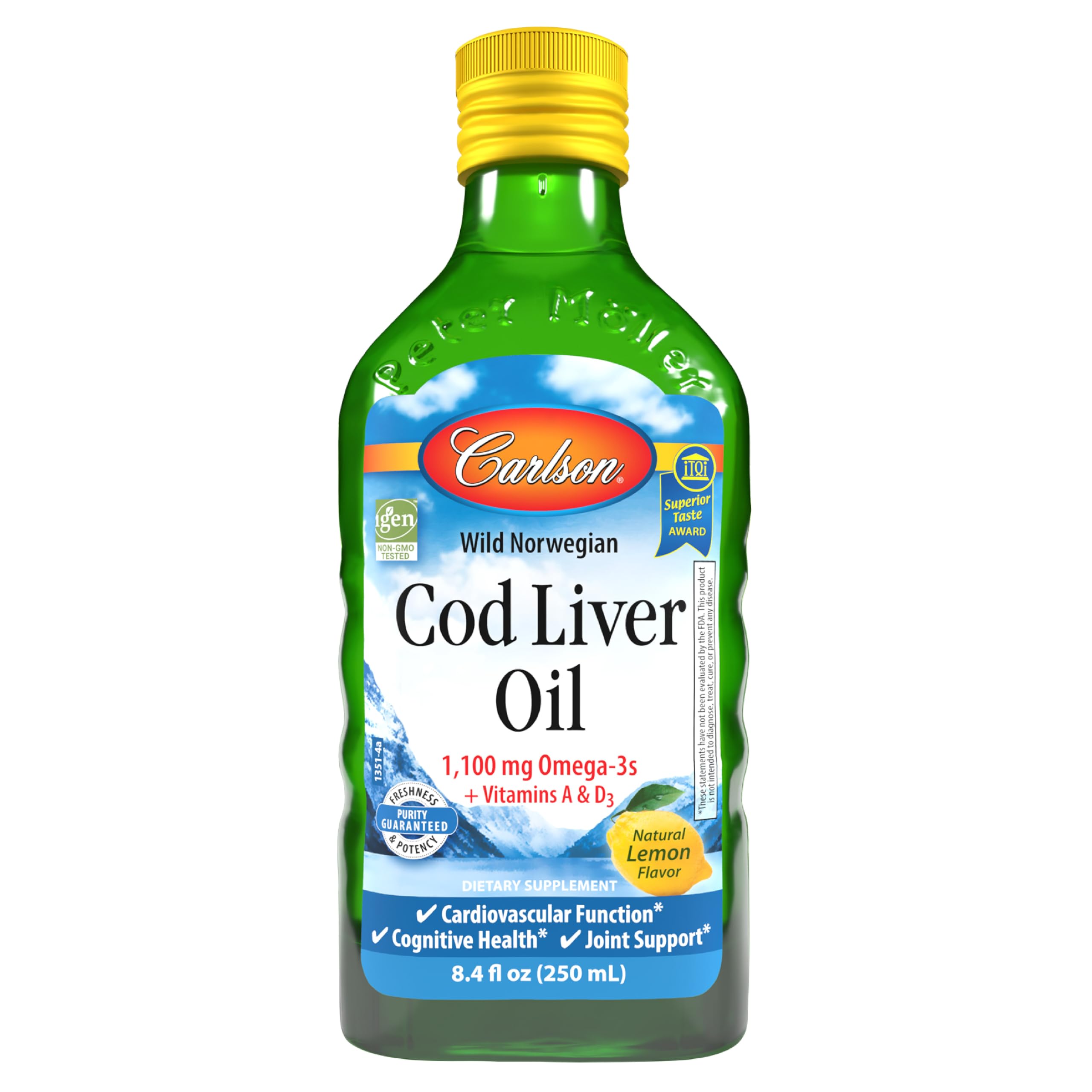 Carlson - Kid's Cod Liver Oil, 550 mg Omega-3s, Vitamins A & D3, Wild Norwegian, Bubble Gum, 250 mL