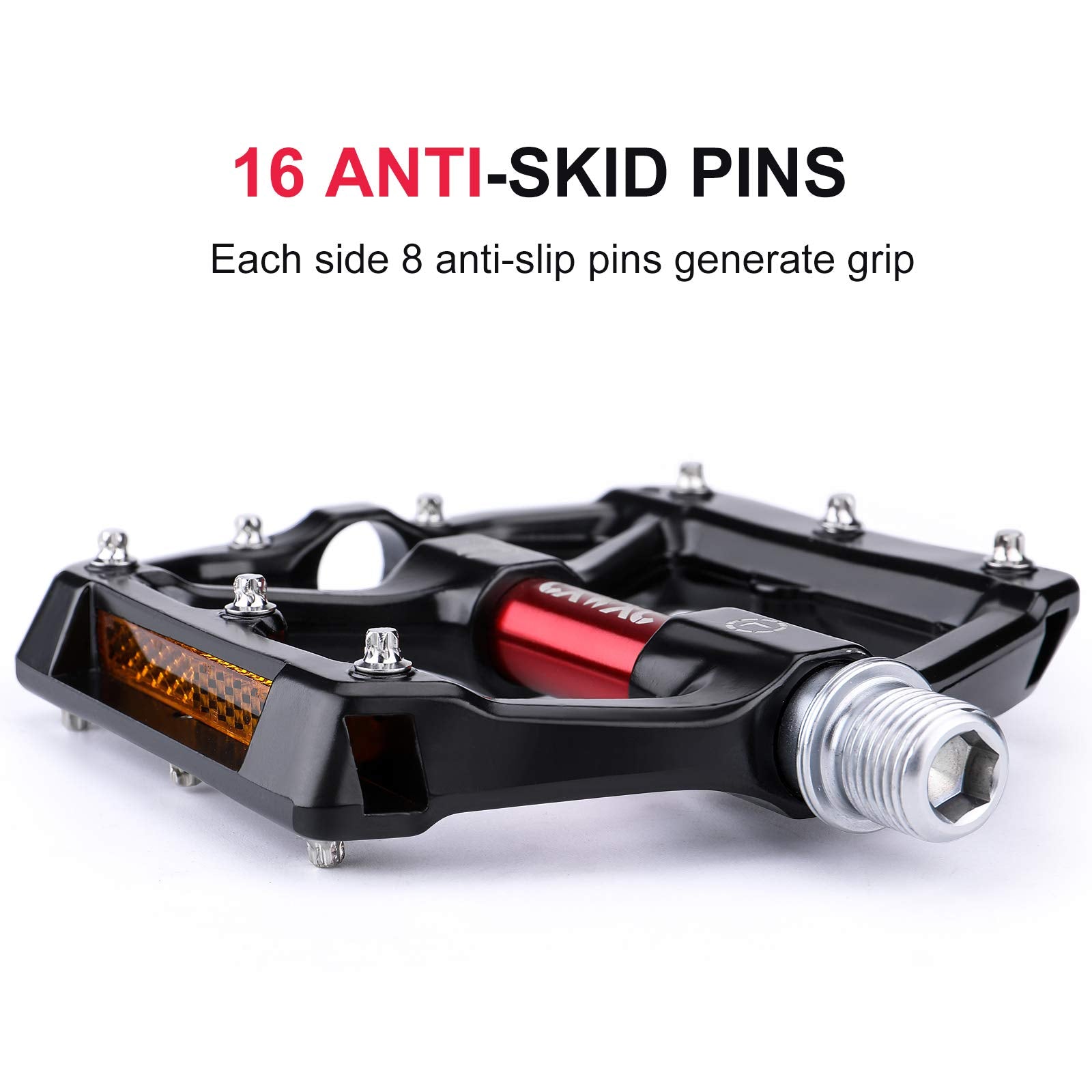 CXWXC Road/MTB Bike Pedals - Aluminum Alloy Bicycle Pedals - Mountain Bike Pedal with Removable Anti-Skid Nails