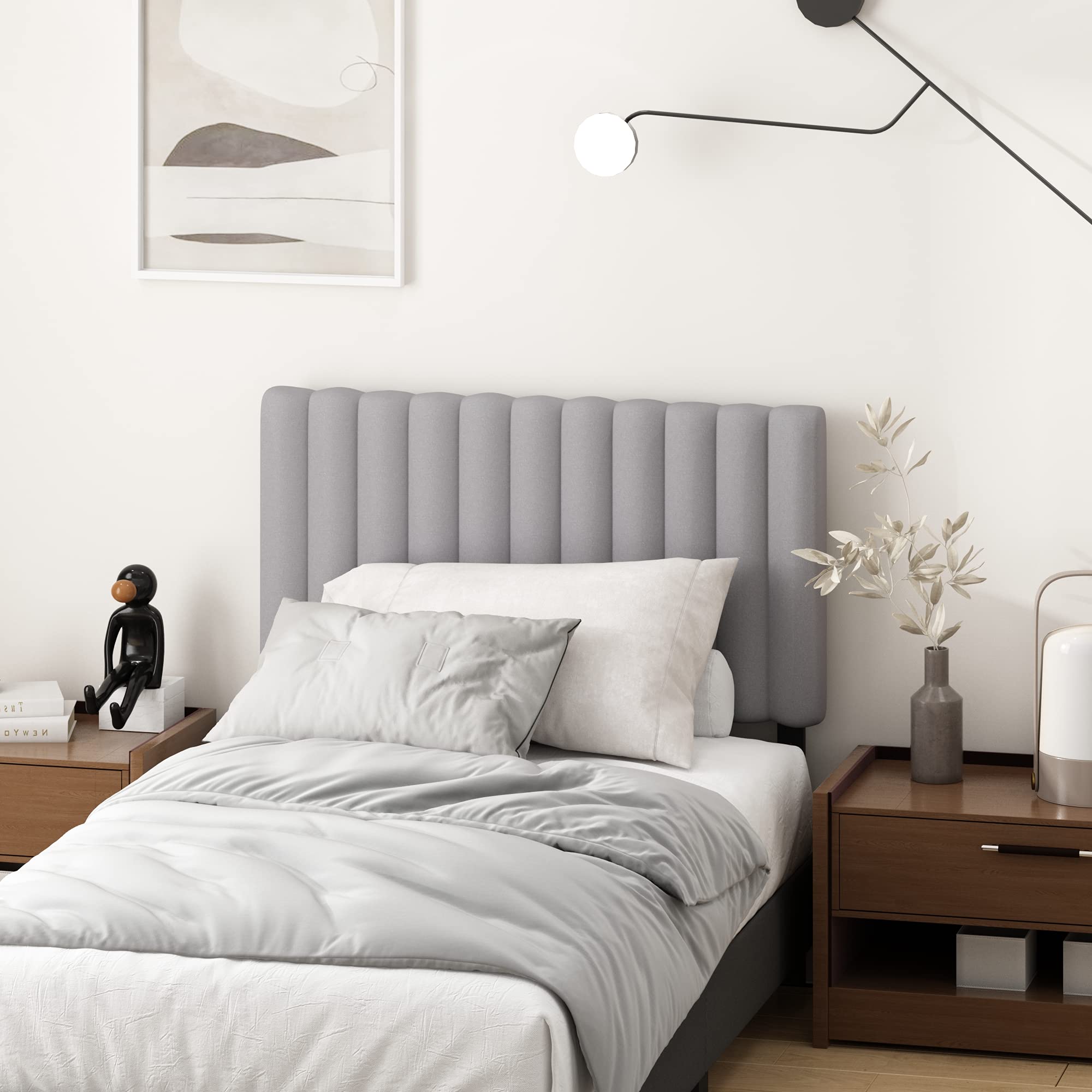 FURINNO Roanne Tufted Headboard, Twin, Black