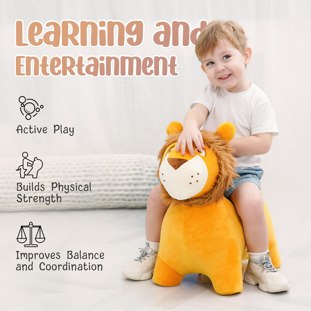 Kids Dinosaur Bouncy Animal Toys, Inflatable Triceratops Bouncer, Ride on Bounce Hopper, Indoor Outdoor Activity Birthday Gift for 18 Months 2 3 4 Years Old Boys