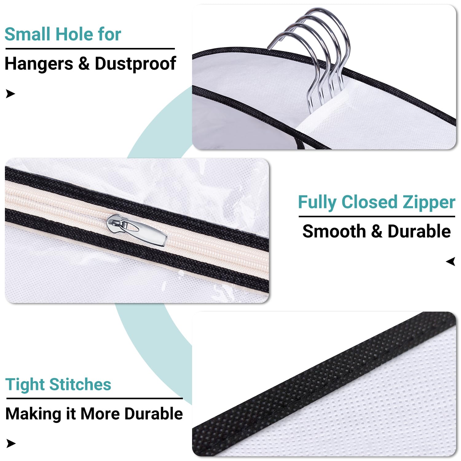 SLEEPING LAMB 60" Gusseted Garment Bags for Closet Storage Clear Dress Bag Hanging Clothes Storage for Long Gowns, Coats, Sweaters, 2 Packs