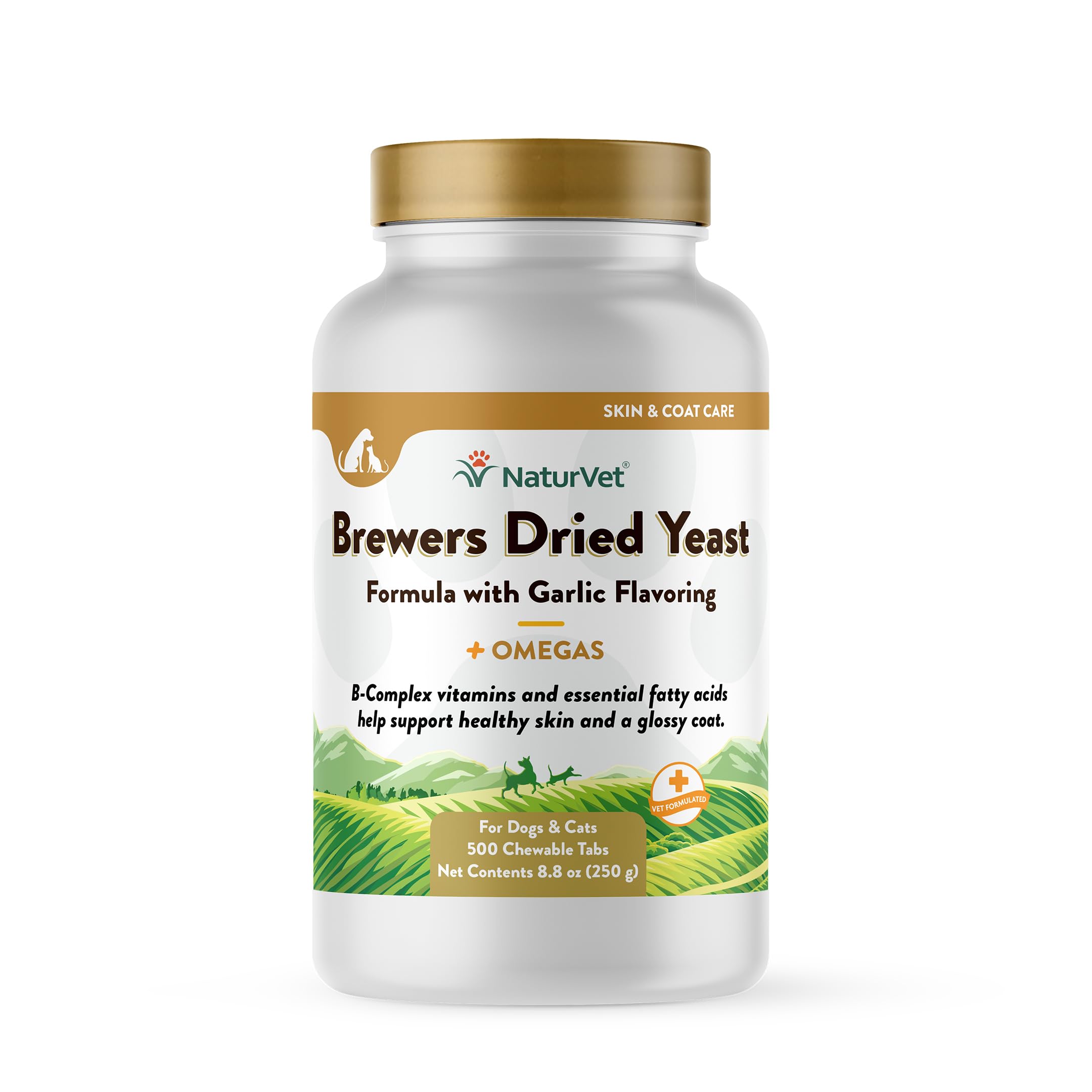 NaturVet – Brewer’s Dried Yeast Formula with Garlic Flavoring – Plus Omegas | Rich in Omega-3, 6 & 9 Fatty Acids | Fortified with B1, B2, Niacin & Vitamin C | For Dogs & Cats | 5000 Chewable Tablets