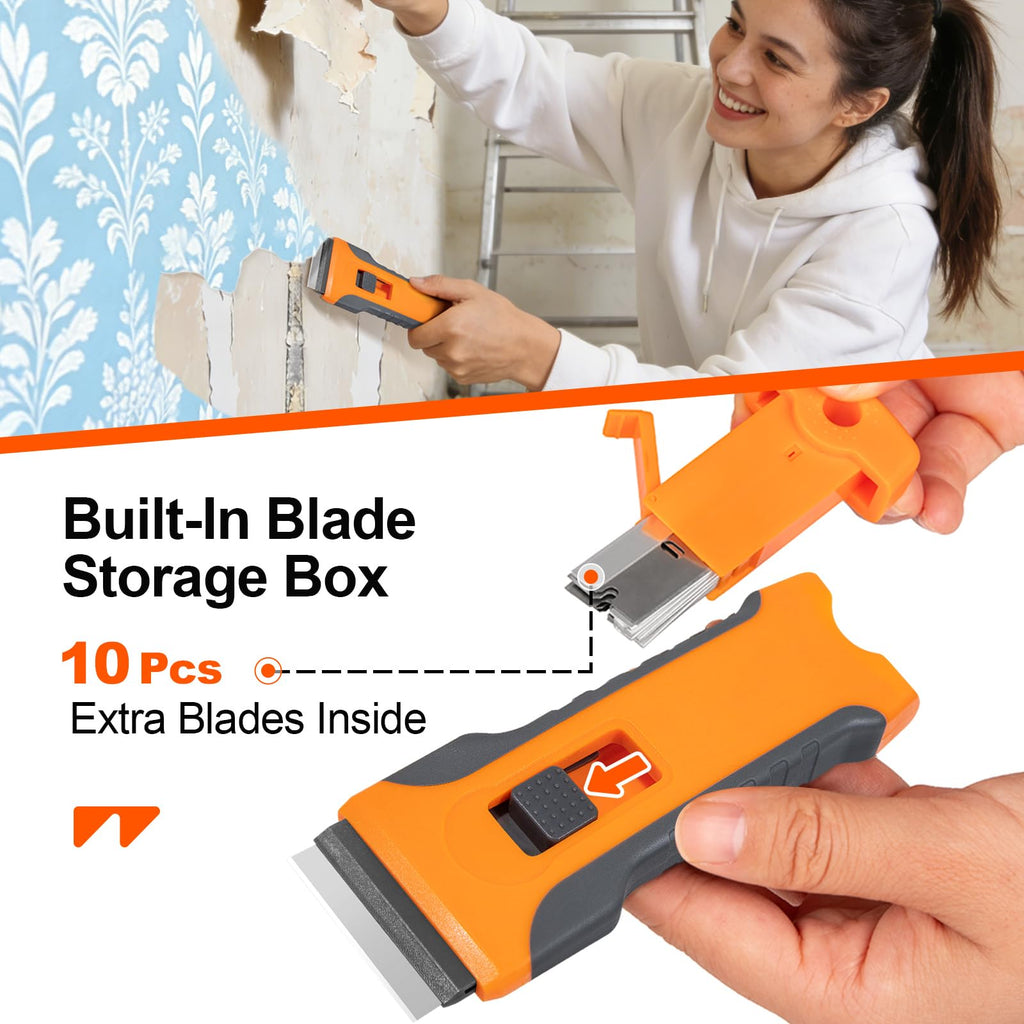 WRAPXPERT Wallpaper Tools, Smoothing Tool Kit for Peel and Stick Wallpaper/Contact Paper/Vinyl Backsplash Applying, with Squeegee Smoother, Seam Roller, Razor Scraper, Knife and Blades