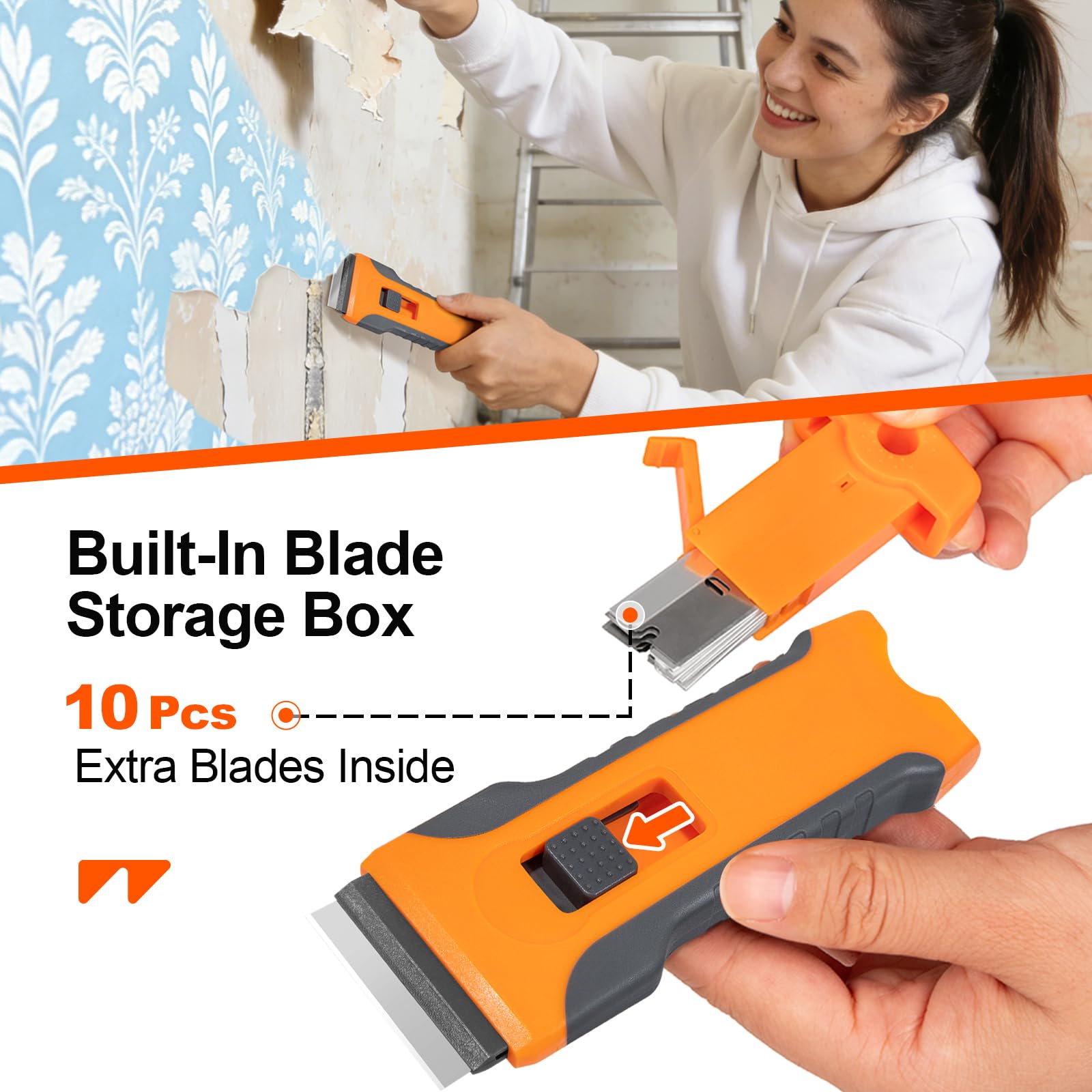 WRAPXPERT Wallpaper Tools, Smoothing Tool Kit for Peel and Stick Wallpaper/Contact Paper/Vinyl Backsplash Applying, with Squeegee Smoother, Seam Roller, Razor Scraper, Knife and Blades