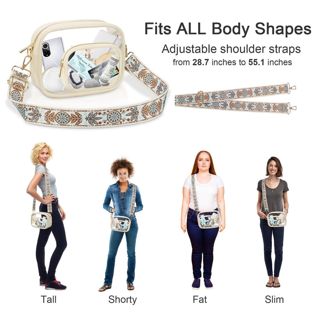 KETIEE Clear Crossbody Bag, Stadium Approved Clear Purse Bag for Concerts Sports Events Festivals