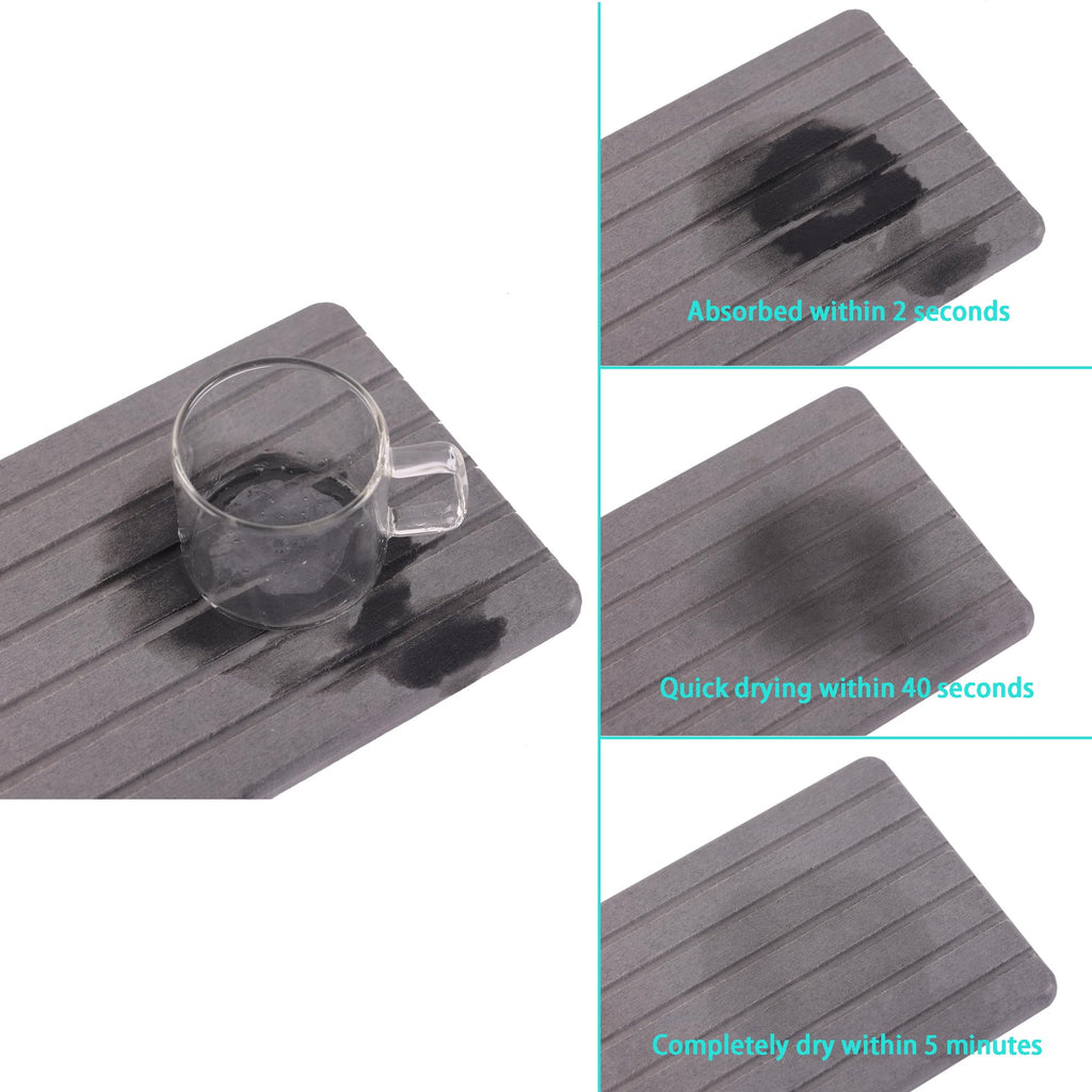 NiuYichee 2 PCS Water Absorbent diatomite Coasters, 7.1" x 3.5" Water Absorbing Stone Tray for Sink, Stone Drying mat for Kitchen Counter, Stone soap Tray Used for Hand Soaps & toiletries & Plants
