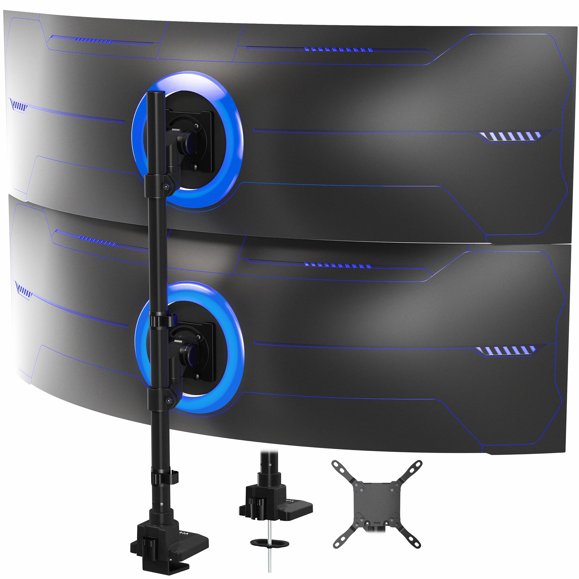 VIVO Dual Monitor Desk Mount Stand with Height Adjustment and VESA Plates for 2 LCD Ultrawide Screens up to 34 inches, Stacked Array, STAND-V002R