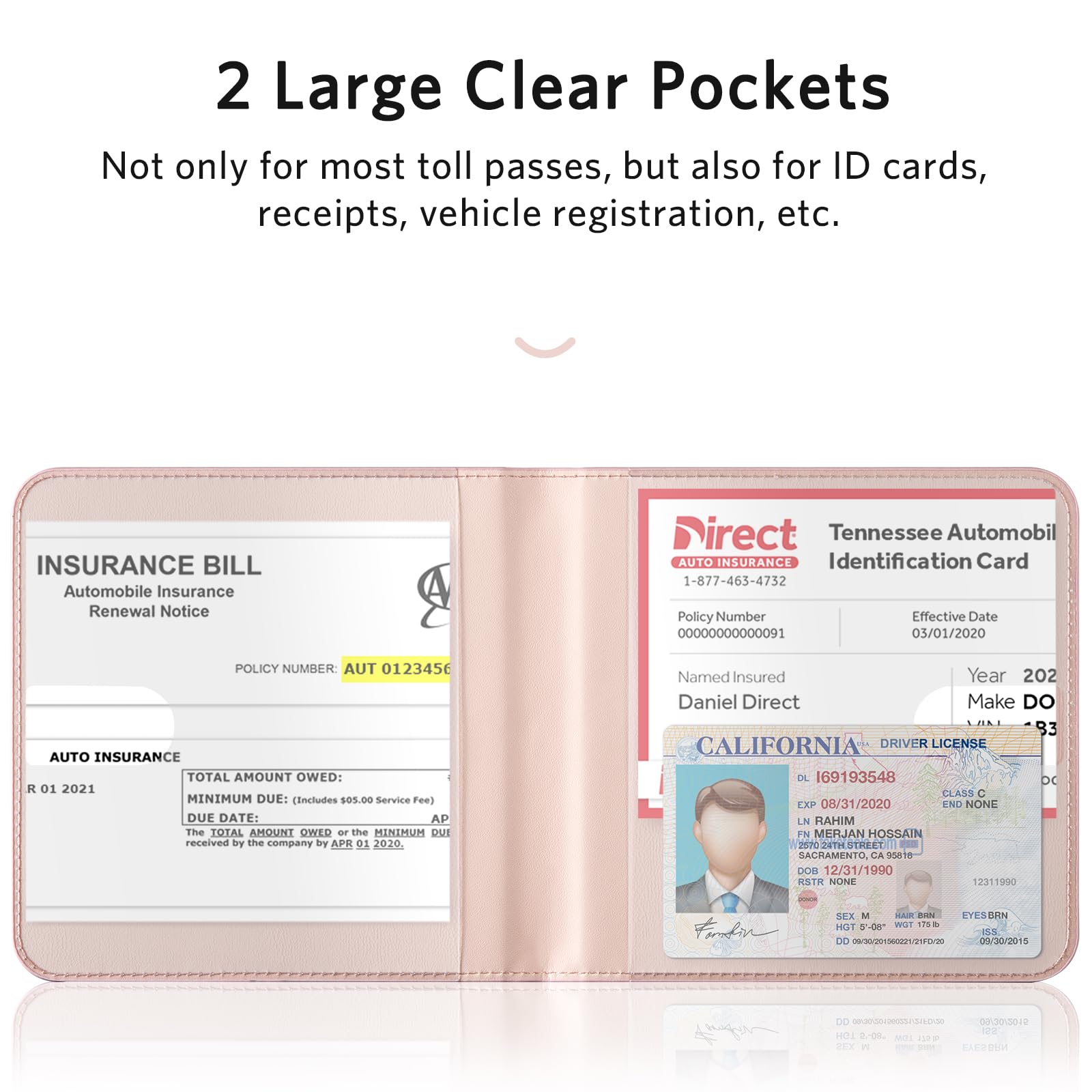 CoBak Car Registration and Insurance Holder - Men and Women Small Lightweight Vehicle Glove Box Car Organizer, Auto Truck Comparment Accessories Case for Essential Document, Driver License (Black)