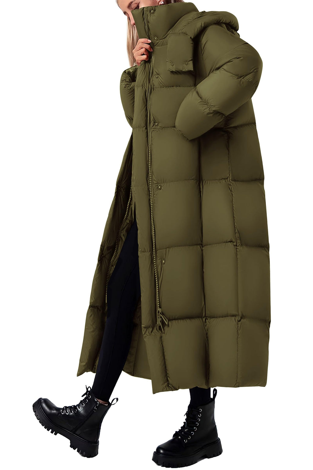 PRETTYGARDEN Women's Winter Long Puffer Coats Hooded Zip Up Casual Thickened Down Jackets Trendy Warm Clothes Outerwear