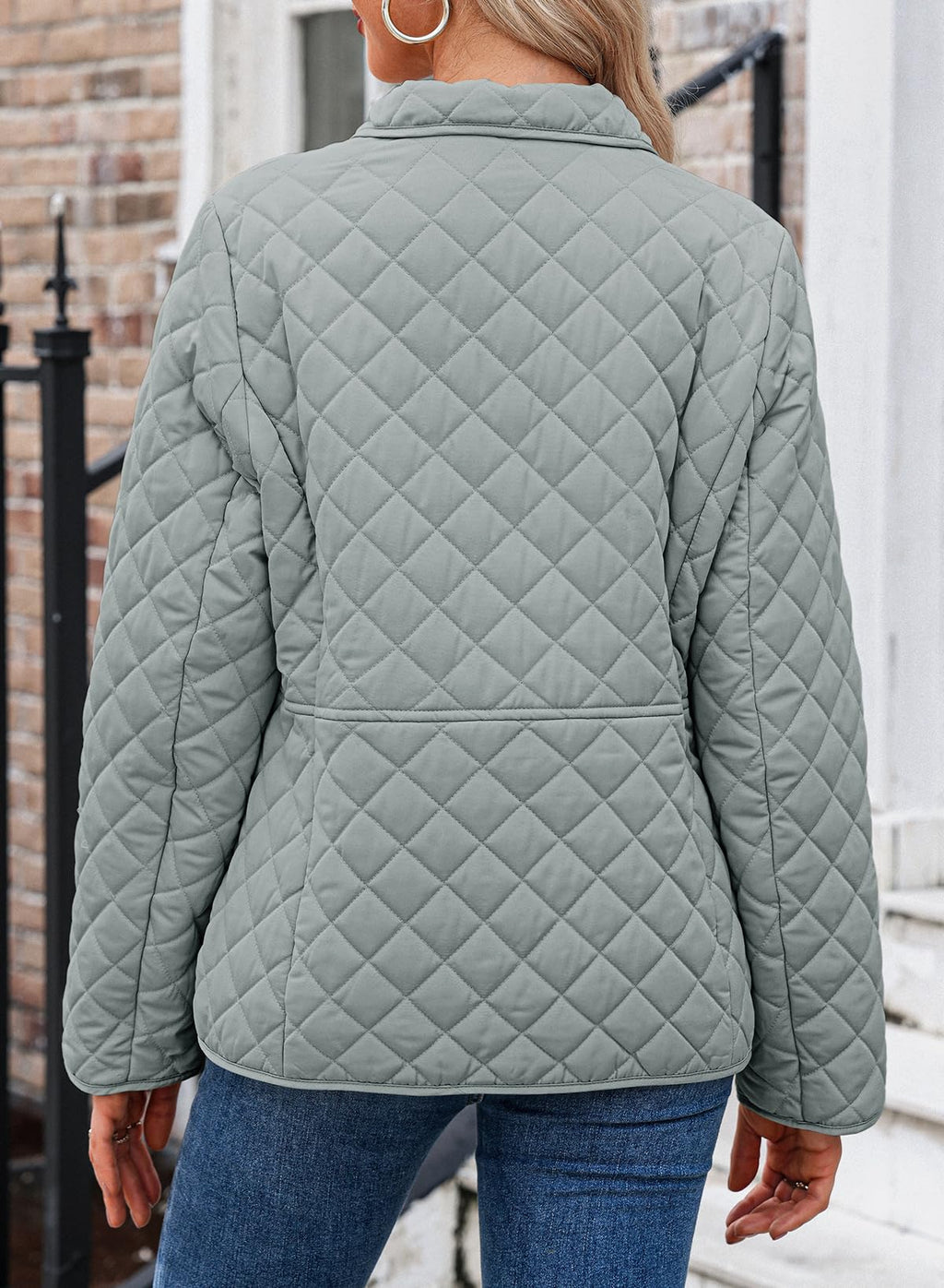 Dokotoo Women's Winter Quilted Jackets Long Sleeve Button Down Diamond Puffer Jacket Outerwear Coats with Pockets