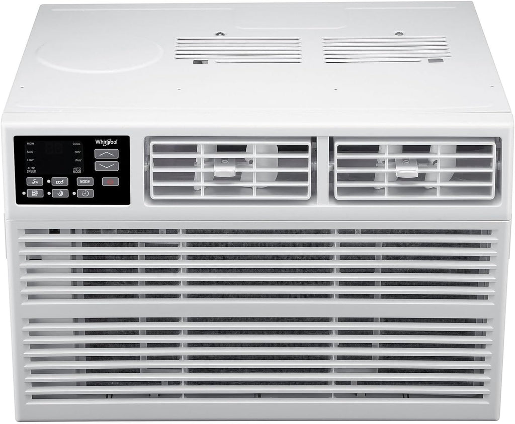 Whirlpool 15,000 BTU Window Air Conditioner with Dehumidifier, 115V, Window AC for Rooms up to 700 Sq. Ft., Living Room, Bedroom, or Kitchen, with Remote Control, Auto-Restart, and 24H-Timer, White