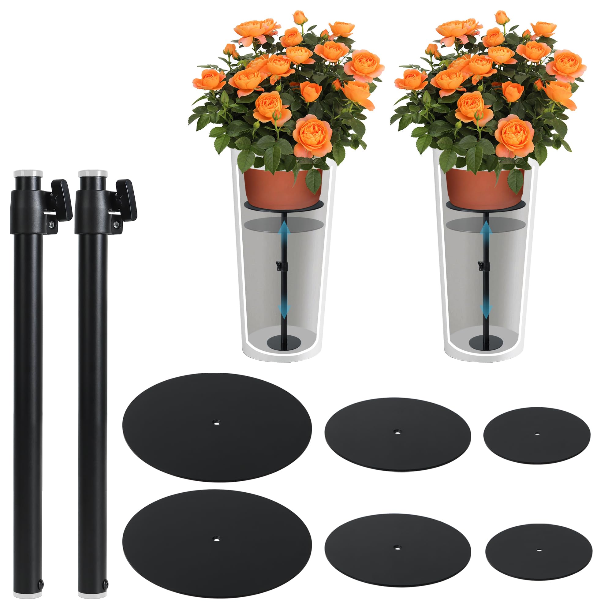 Adjustable Plant Risers for Inside Pots, 11-20" Rise Planter Insert Filler for Large Pots, Plant Lift Inserts Pot Risers for Indoor Outdoor Tall Taper Planter Container (6" 8" 10" Base Top, Set of 1)