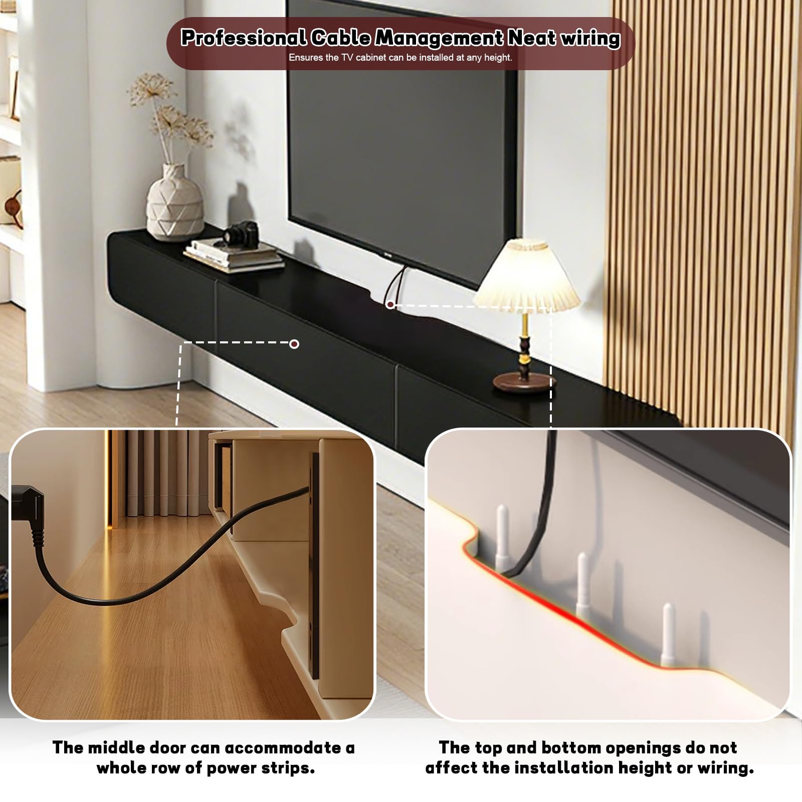 FPIGSHS Wall Mounted Media Console with 2 Drawers Solid Wood Floating TV Stand Hanging TV Shelf Entertainment Center TV Cabinet, for Home Office (A, 120cm/47.2in)