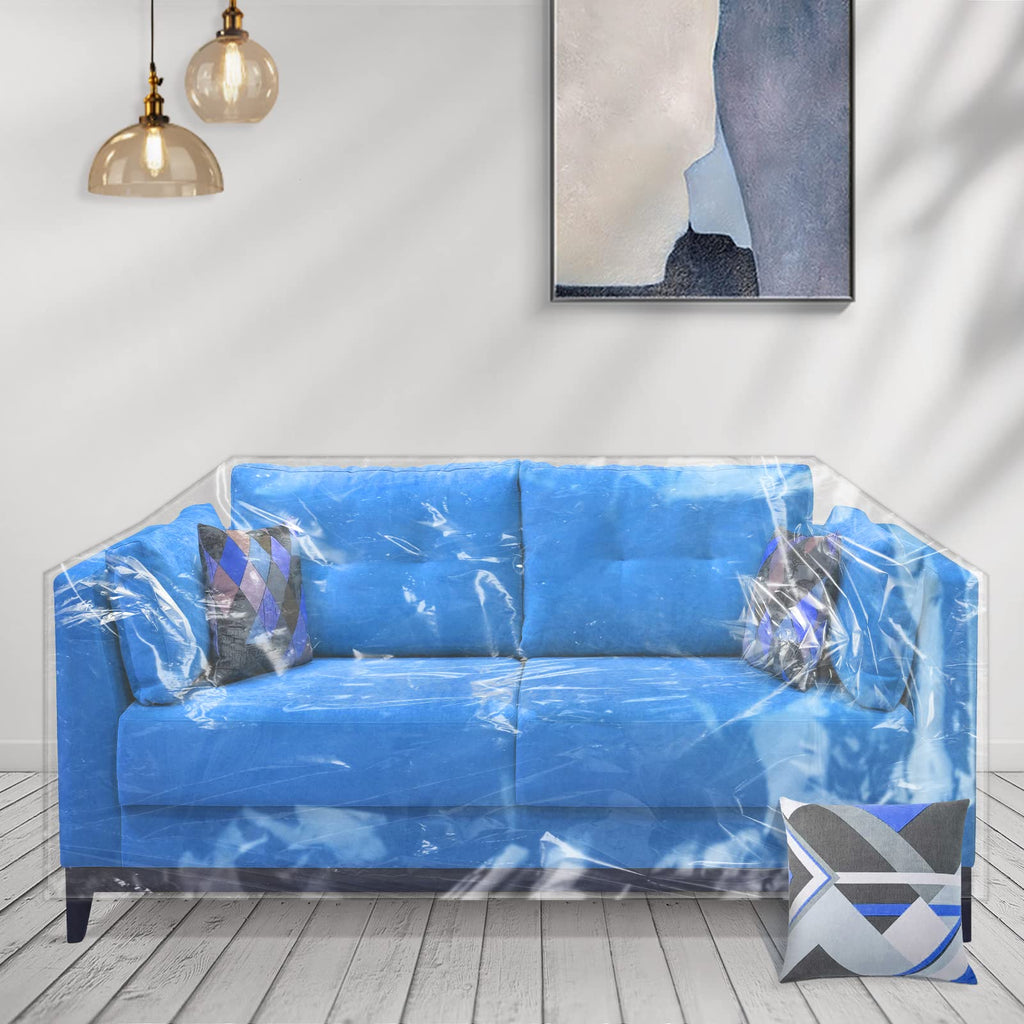 wokire Clear Thicker Couch Cover Water Proof Sofa/Heavy Duty Couch Cover-Protection Against Cat Dog Clawing, Vinyl Sofa Slipover -for Storage and Moving
