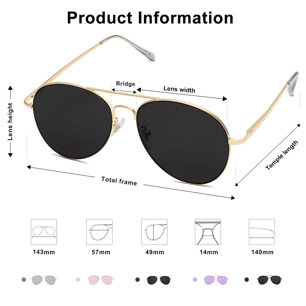 SOJOS Classic Aviator Sunglasses for Women Men Metal Frame Spring Hinges SJ1030