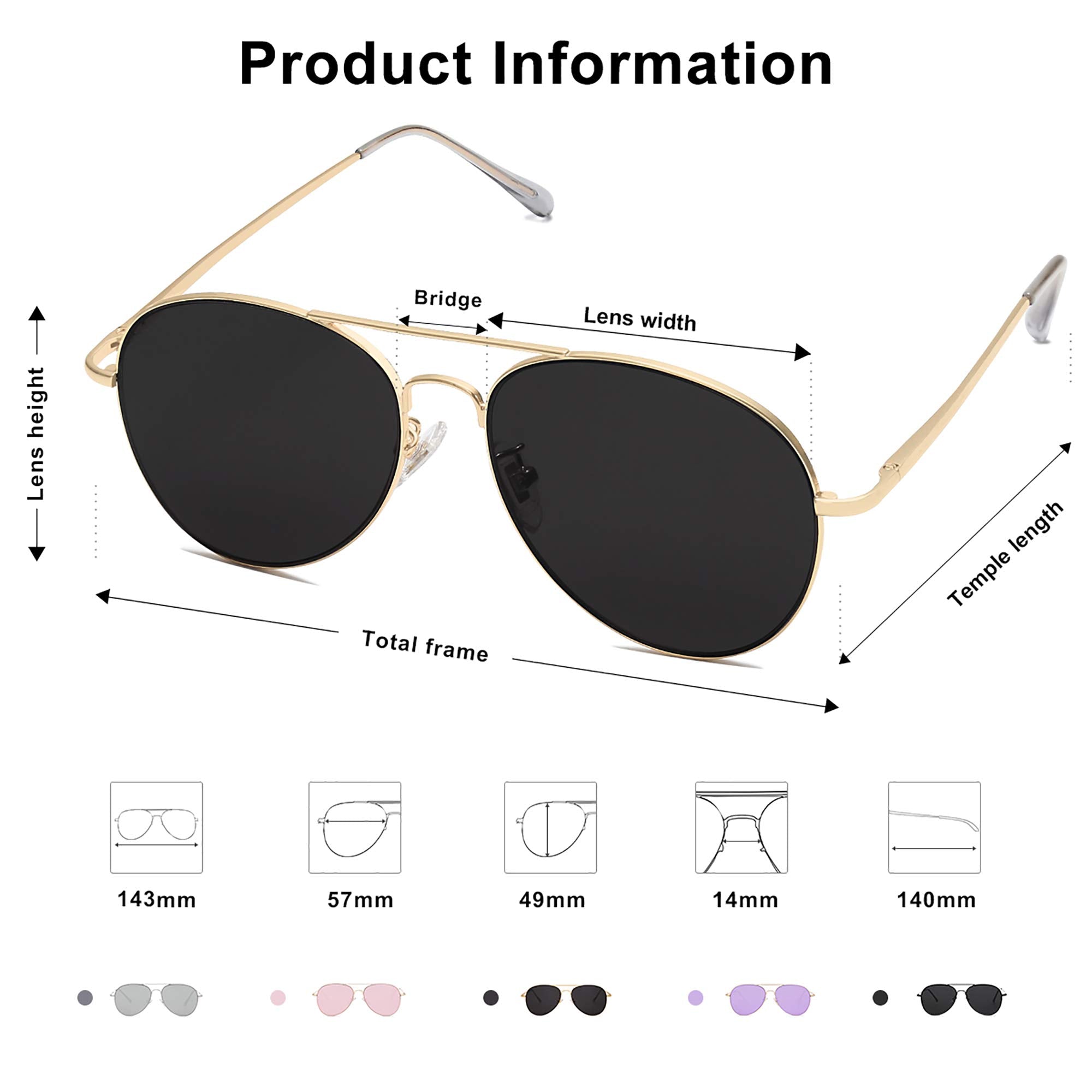 SOJOS Classic Aviator Sunglasses for Women Men Metal Frame Spring Hinges SJ1030
