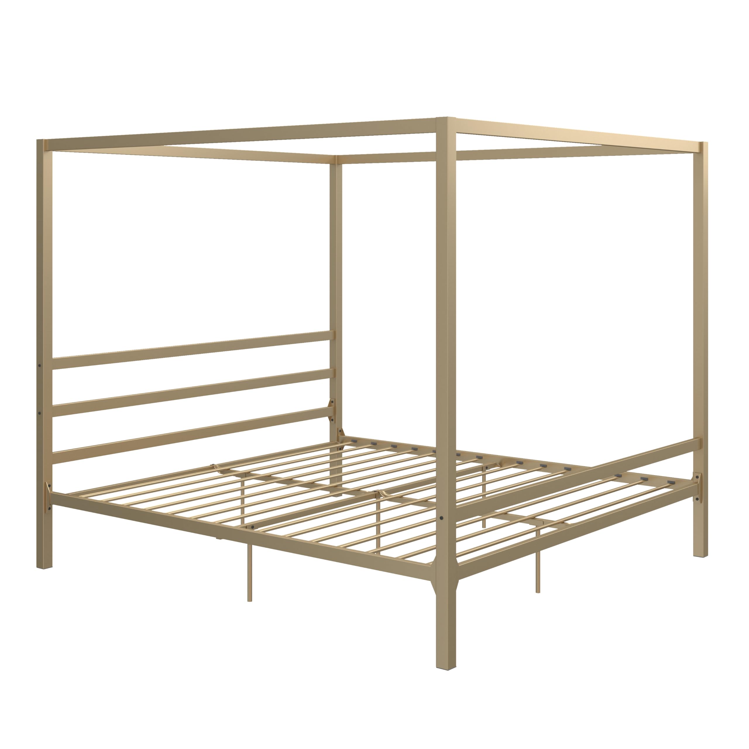 DHP King Metal Canopy Bed, Modern Design with Built-In Headboard, Sturdy Frame, No Box Spring Needed, Gunmetal Gray