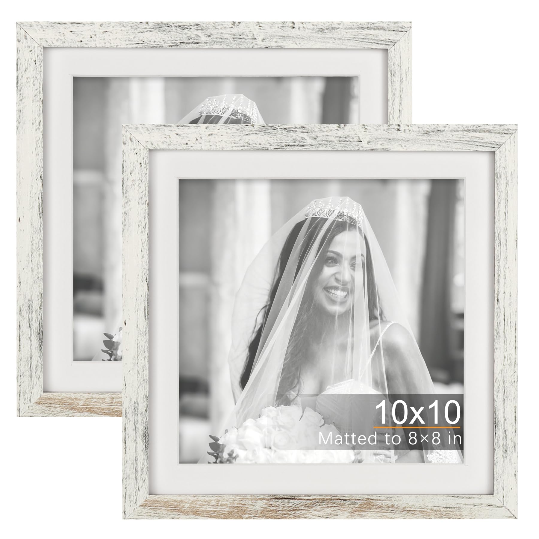 TOFOREVO Picture Frames 4x4 Set of 2 Black Wood Grain Photo Frame for Gallery Wall Mounting or Tabletop Display