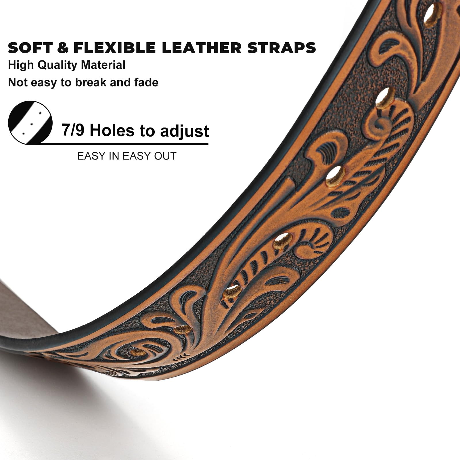 BELTROAD Western Leather Belt Strap for Men Women Cowboy Cowgirl Leather Mens Belts for Jeans Birthday Christmas Belt Gifts