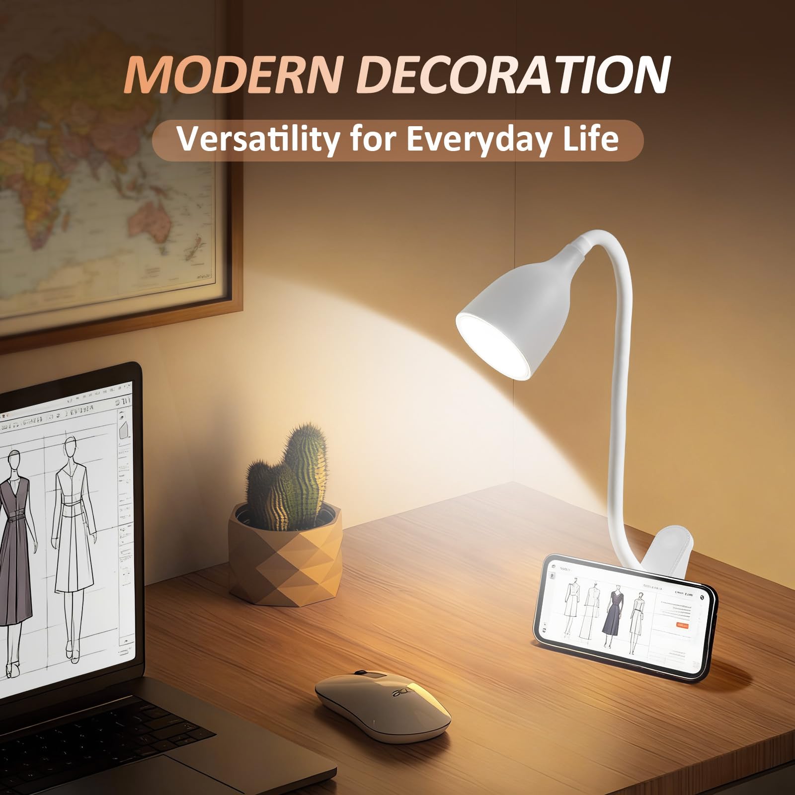 EJIAXIN Gooseneck Desk Lamp 360° LED Flexible Reading Light Small Desk Lamps for Small Spaces Home Office Bedroom College Dorm Desk Bookshelf Nightstand Table Lamp (Purple)