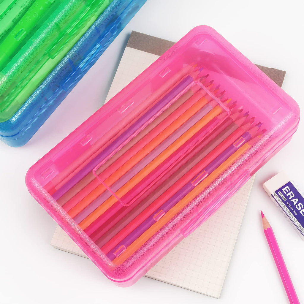 Tamaki 1 Pack Plastic Pencil Box Large Capacity Pencil Boxes Clear Boxes with Snap-tight Lid Stackable Design and Stylish Office Supplies Storage Organizer Box, Black