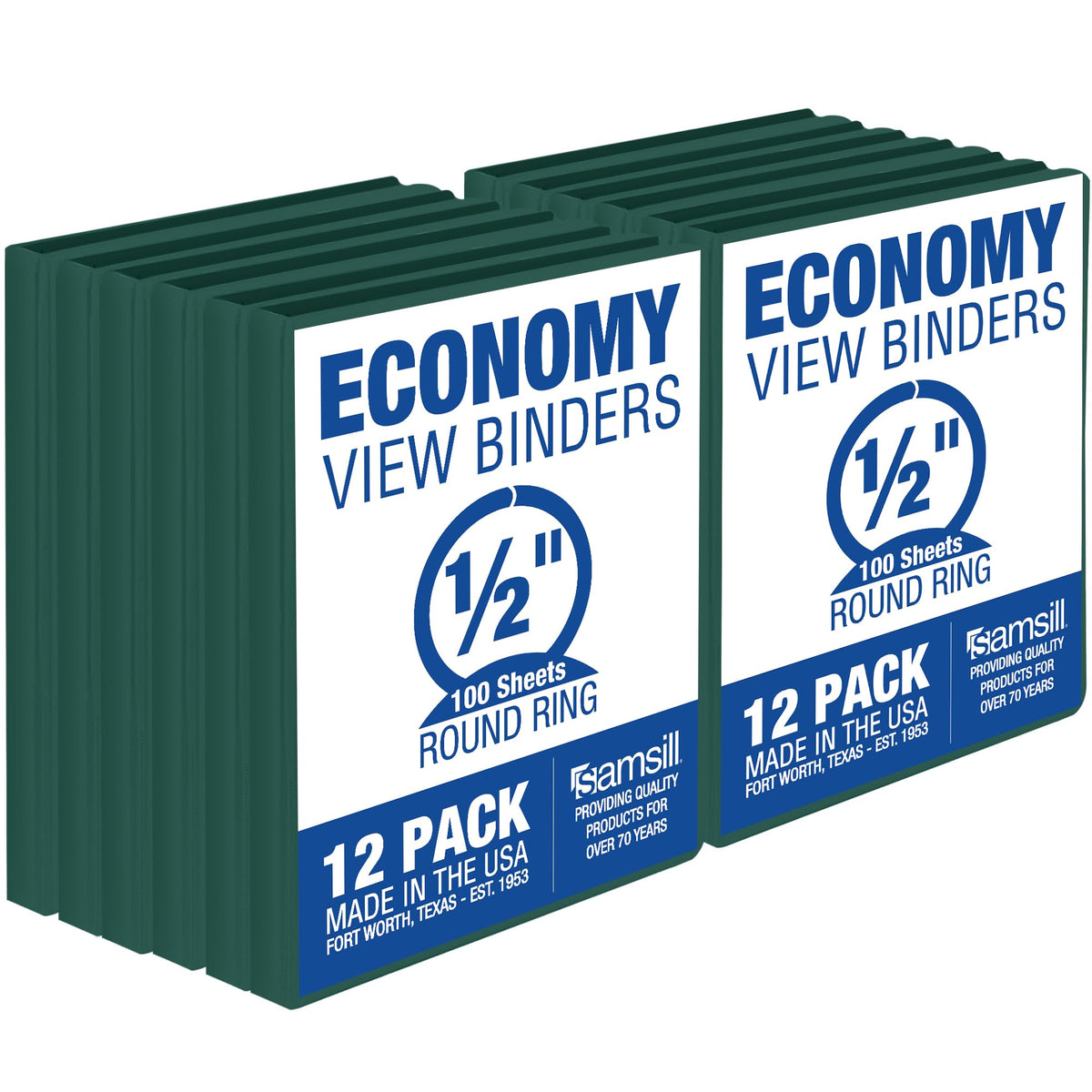 Samsill 1 Inch 3 Ring Binders, Economy Round Ring, Clear View Cover, 200 Sheet Capacity - for School, Home, Office - Blue, 4 Pack