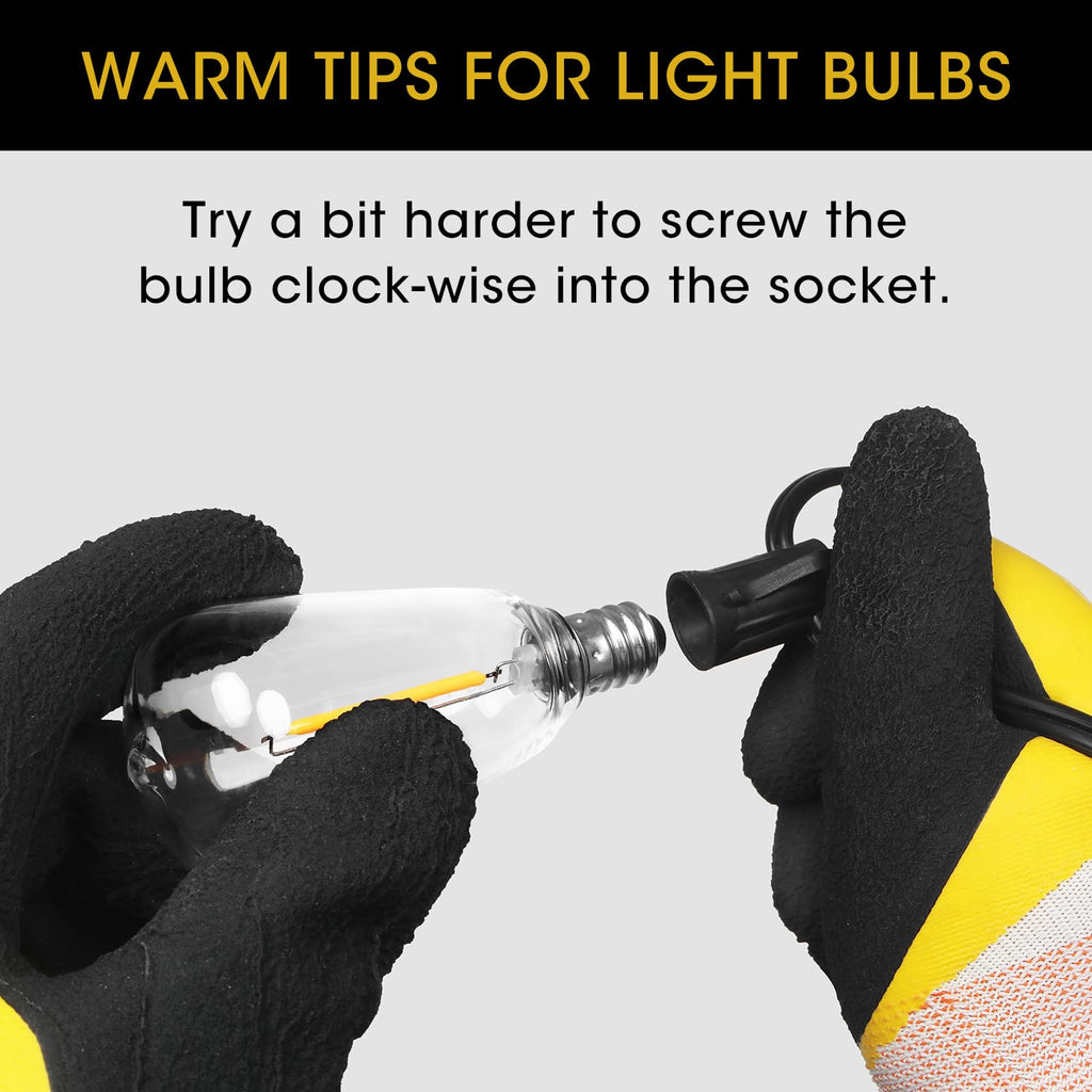 VISTERLITE E12/C7 Base LED Replacement Bulbs for ST38 Outdoor String Lights - Not Solar, Vinatge 1W LED Shatterproof Bulb, Warm White 2200K, 25 Pack