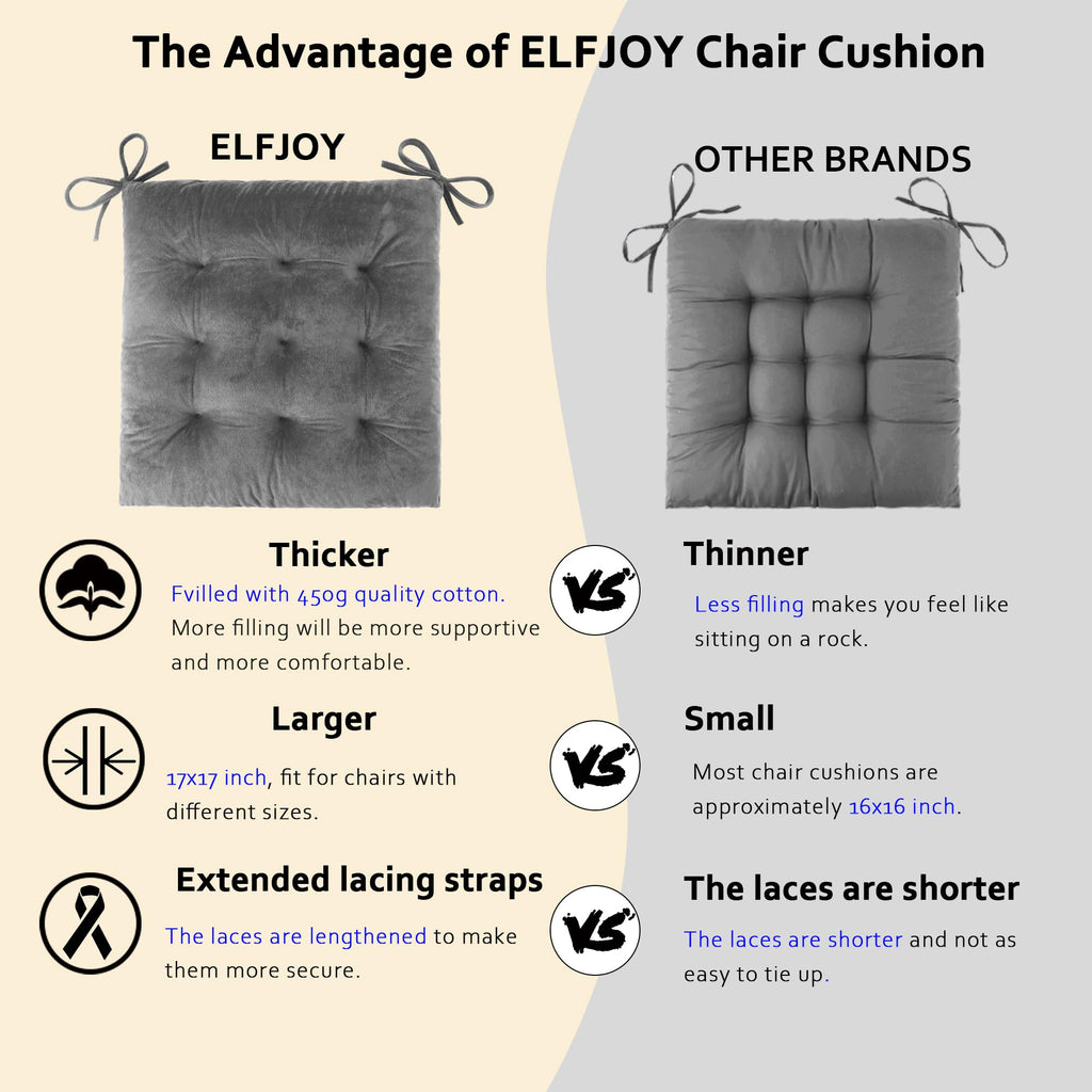 ELFJOY Rocking Chair Cushion Large Rocking Chair Pads with Ties Premium Tufted High Back and Seat Cushion 2 Piece Set Black