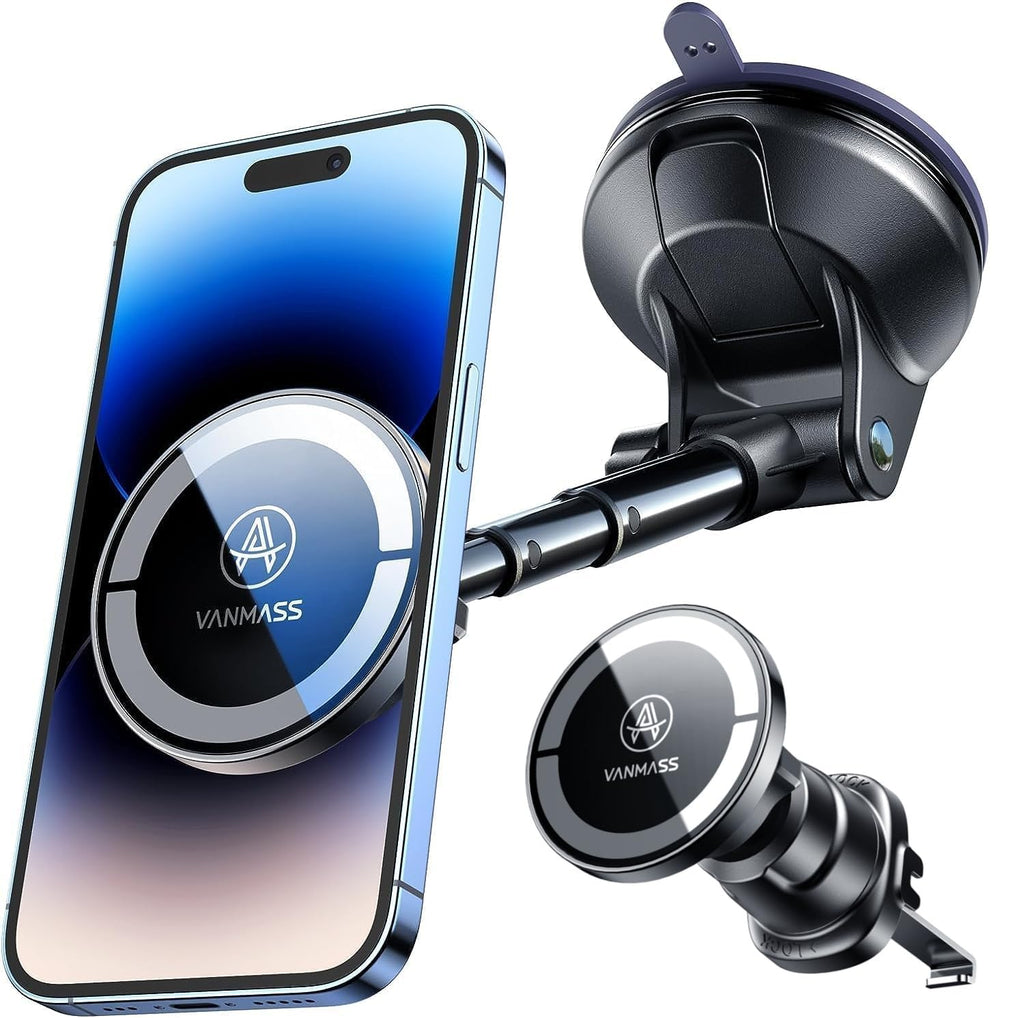 【Military-Grade】VANMASS for MagSafe Car Mount【Upgraded Strongest Magnetic&Suction】Phone Holder Cell Stand for Dashboard Windshield Vent, Tesla Truck Cradle for iPhone 17 Pro Max 16 15 14 13 12 Android