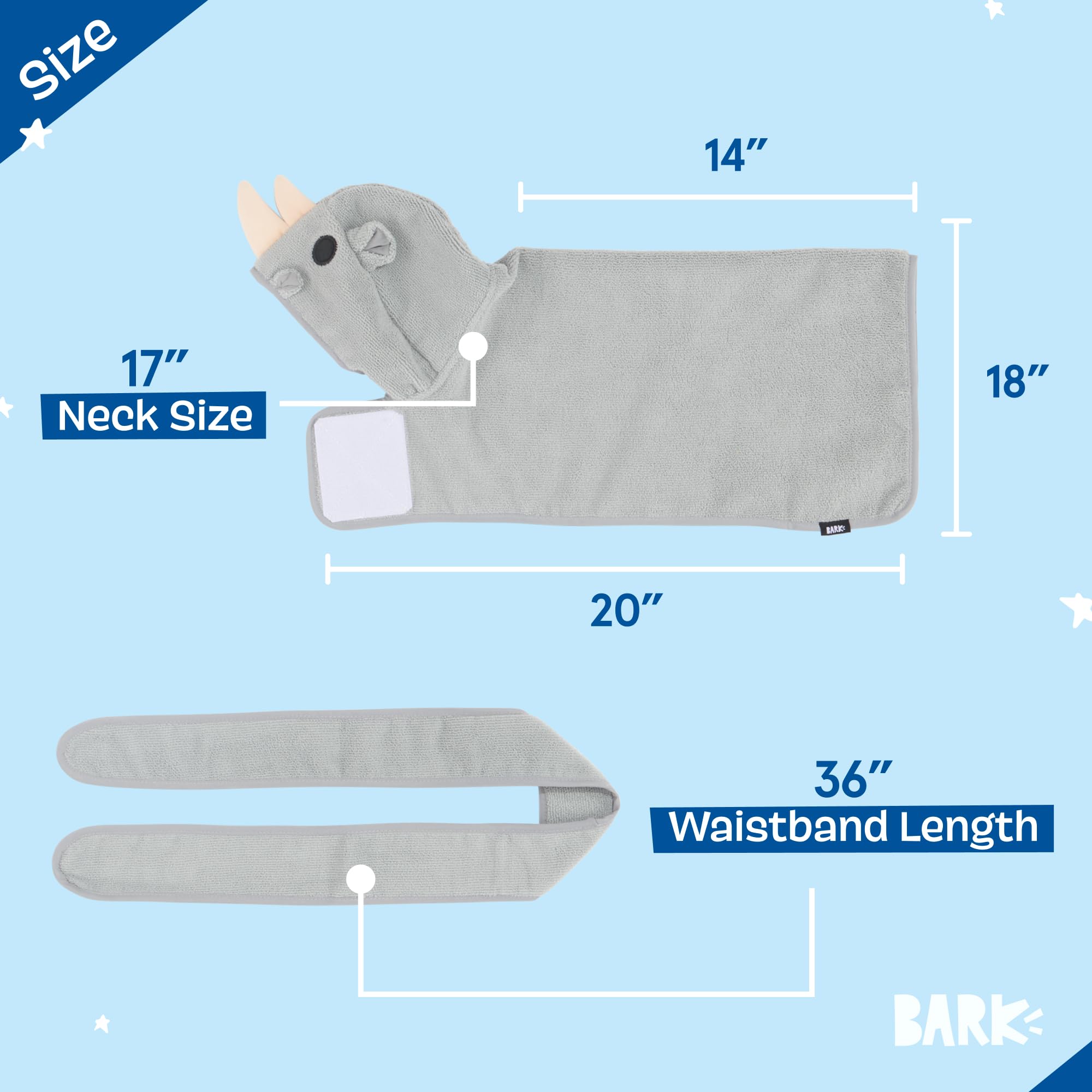 Barkbox Dog Bathrobe Fast Drying with Hook and Loop Closure & Wrap Tie Snuggle, Cute Dogs Clothes, Easy to Clean, Machine Washable, Dog Coats and Tumble Dry Low - Bunny, Medium