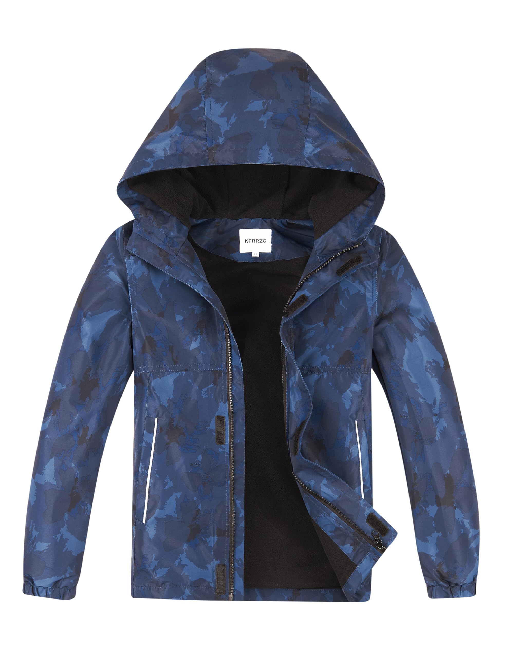 Boys Girls Rain Jackets Waterproof Hooded Fleece Raincoats Lightweight Windbreakers for Kids