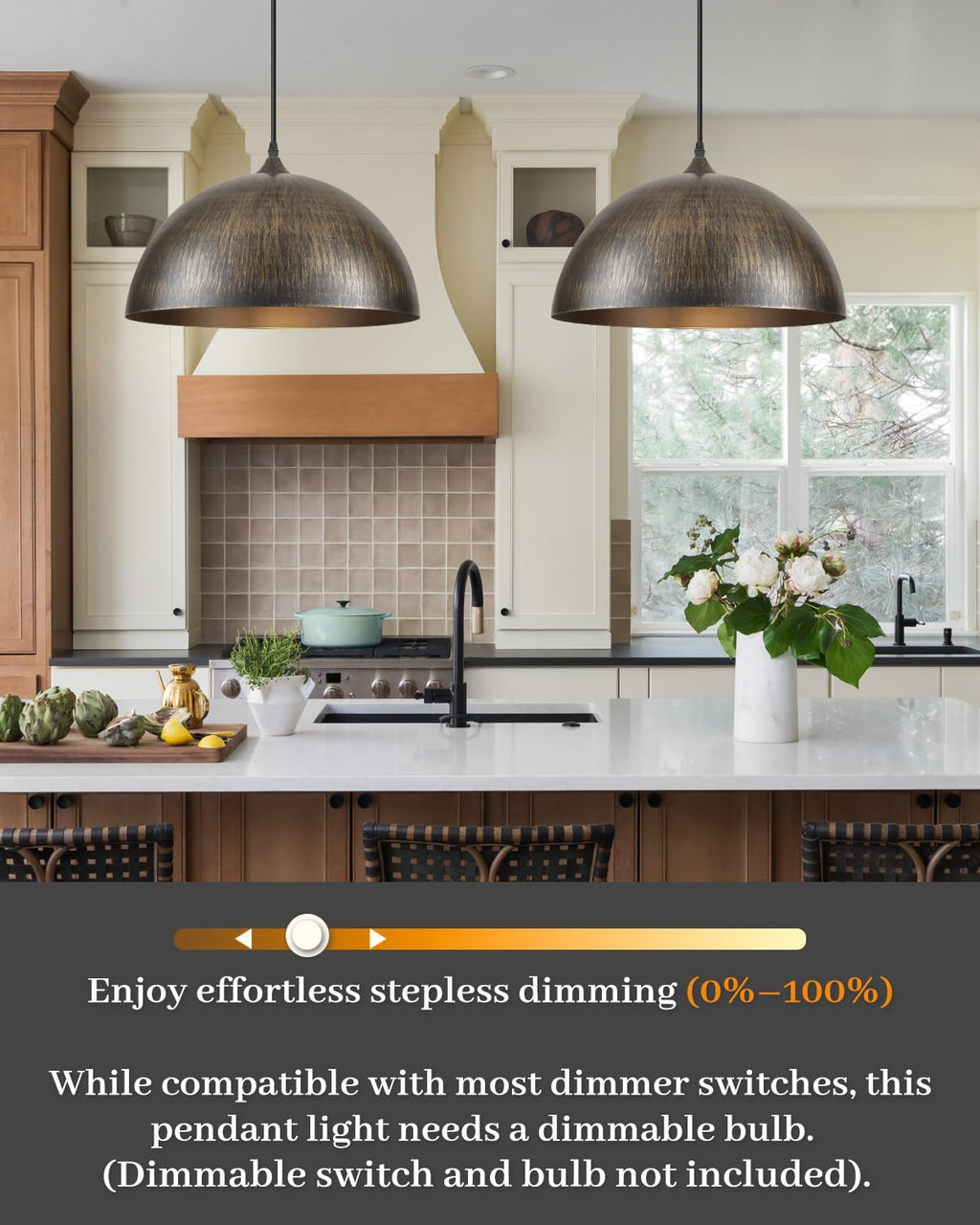 White Pendant Lights, 11.8 inch Pendant Lights Kitchen Island, Farmhouse Pendant Light Fixtures (White Inside), Industrial Pendant Lighting for Dining Room, Bedroom, Hallway (1 Pack)