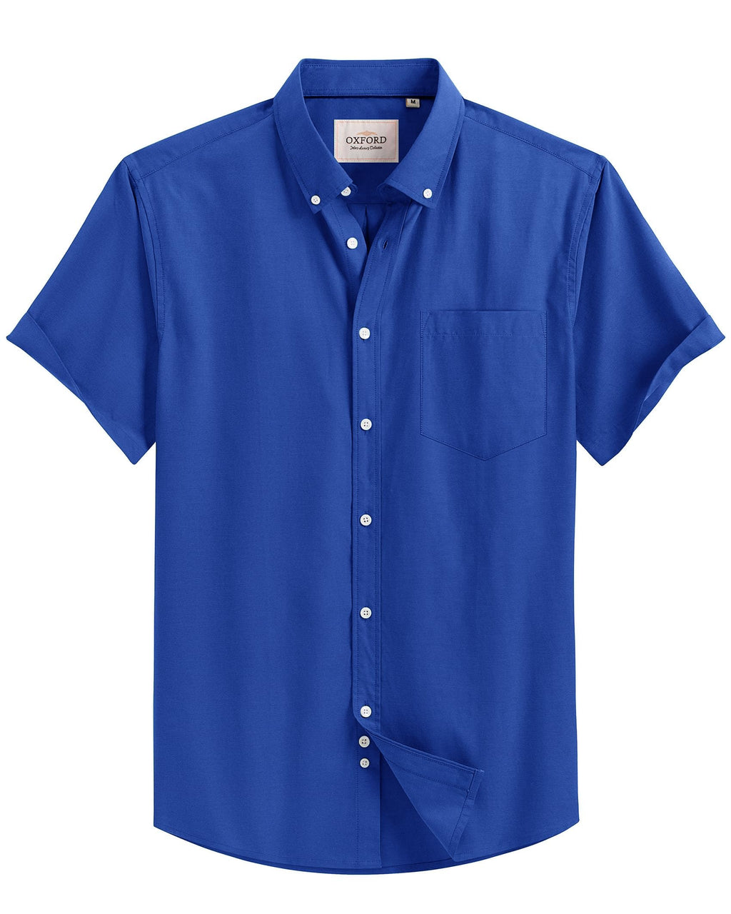 Alimens & Gentle Men's Short Sleeve Oxford Shirt Regular Fit Button Down Collar Shirts with Pocket