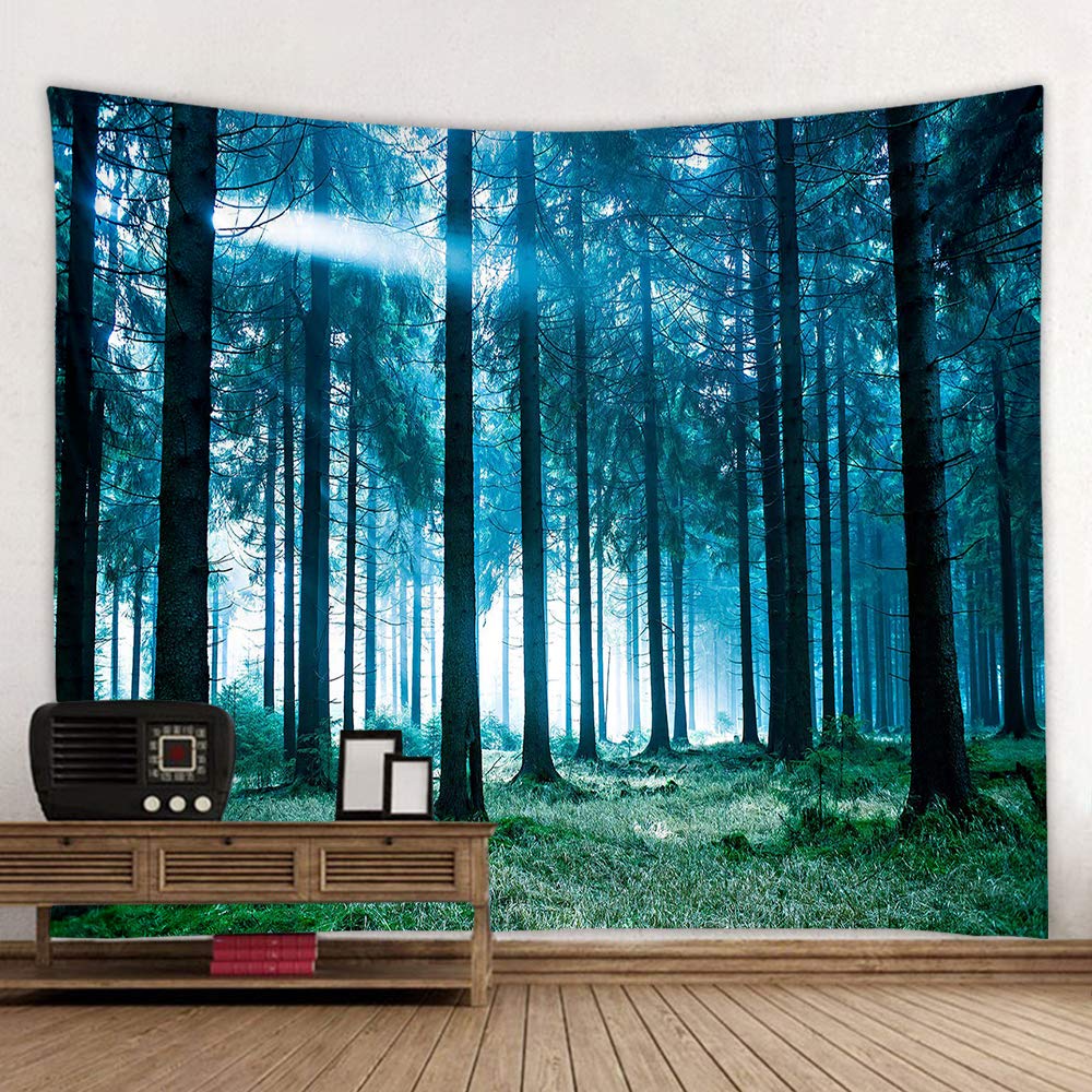 Llamazing Forest Landscape Home Decor - Living Room & Bedroom Magic Tapestry (Sunlight&Creek, 60''L51''W)
