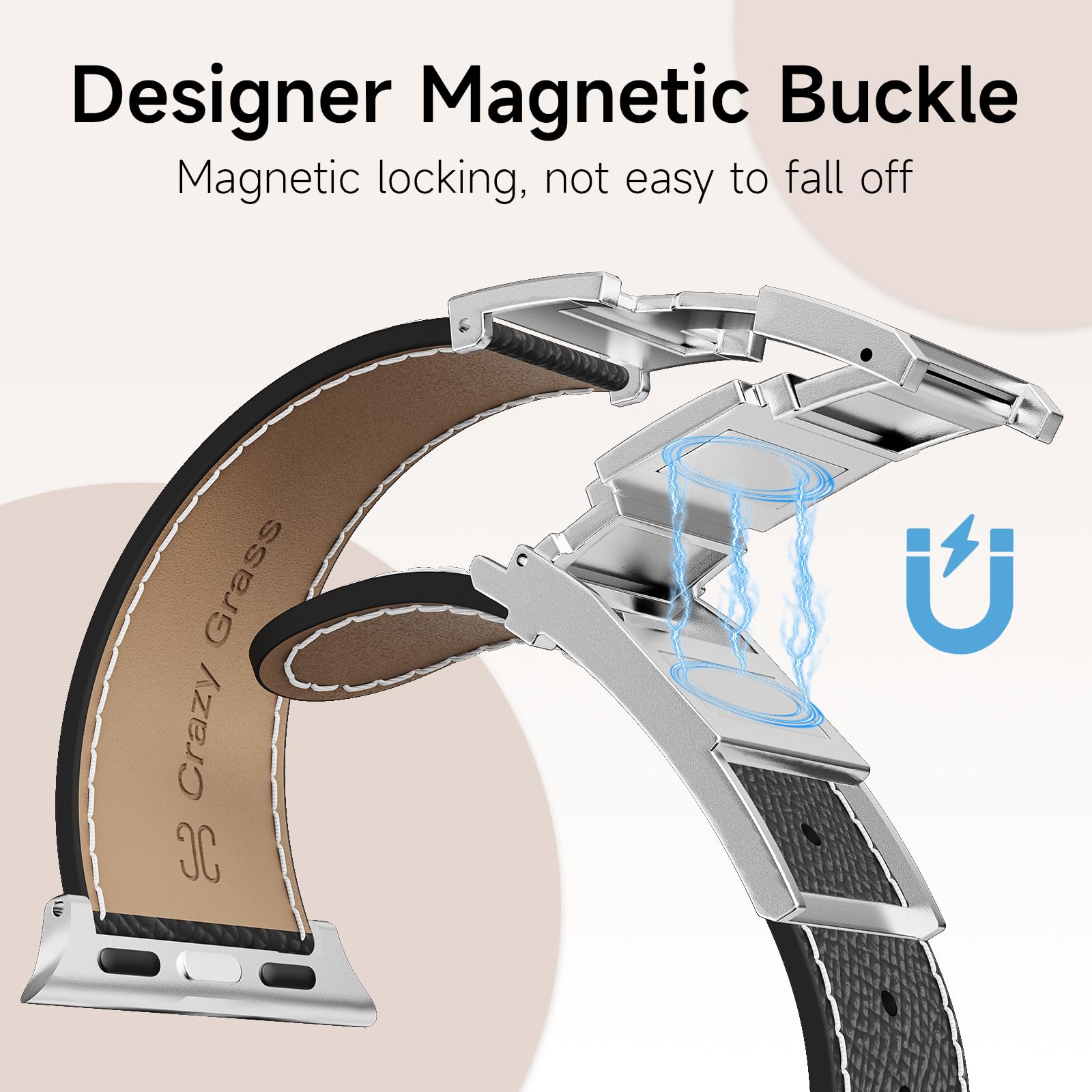 Designer Leather Band Compatible with Apple Watch 49mm46mm45mm44mm42mm41mm 40mm38mm for Women,Magnetic Buckle Replacement Strap for iWatch Ultra 3/2 /1 SE 3/2/1 Series 11/10/9/8/7/6/5/4/3/2/1