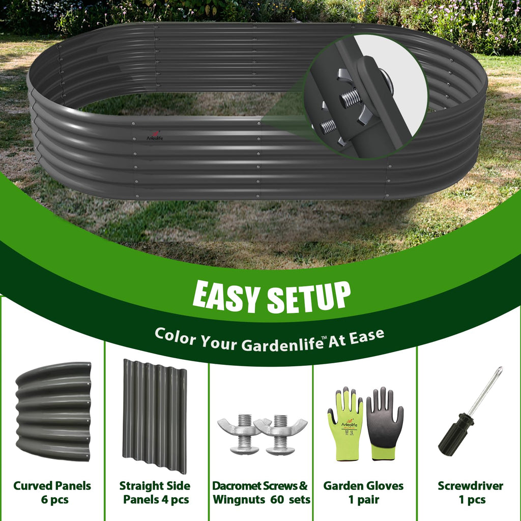 A ANLEOLIFE 2-Pack 3ft x 24” Tall Galvanized Raised Garden Beds Outdoor, Round Metal Planter Box for Planting Vegetables Flowers Herb, Anti-Rust & Easy-Setup, Quartz Grey