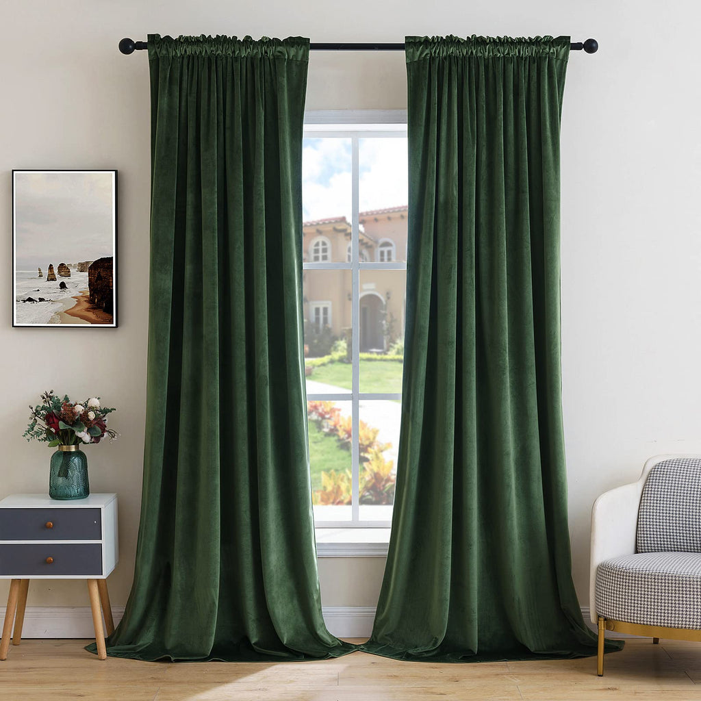 MIULEE Black Velvet Curtains Thermal Insulated Blackout Halloween Curtain Drapes for Bedroom Living Room Darkening 63 Inches Long Curtains Panels Rod Pocket Set of 2