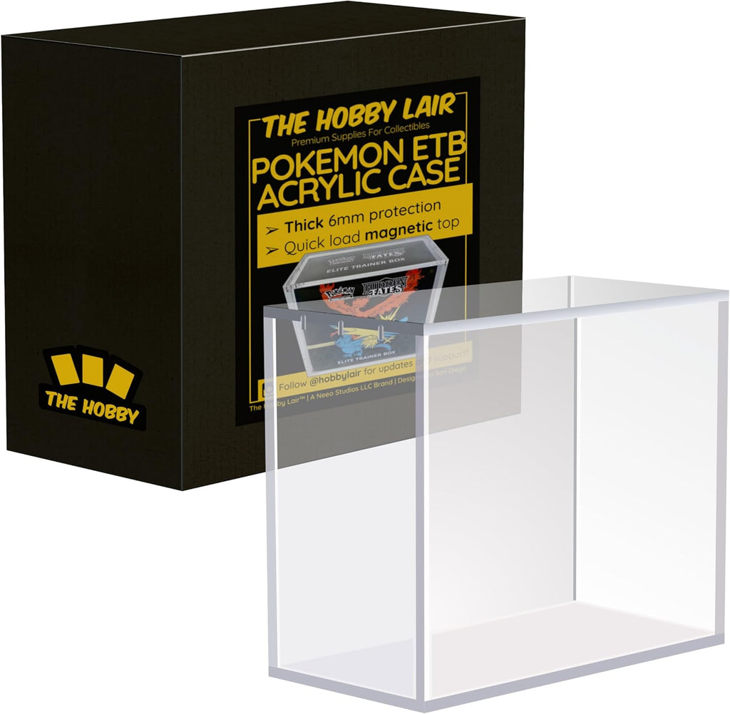Elite Trainer Box Acrylic Case | The Hobby Lair Deluxe Case Compatible with Pokemon ETB | Magnetic Easy Top Loading | Thick 6mm Protection
