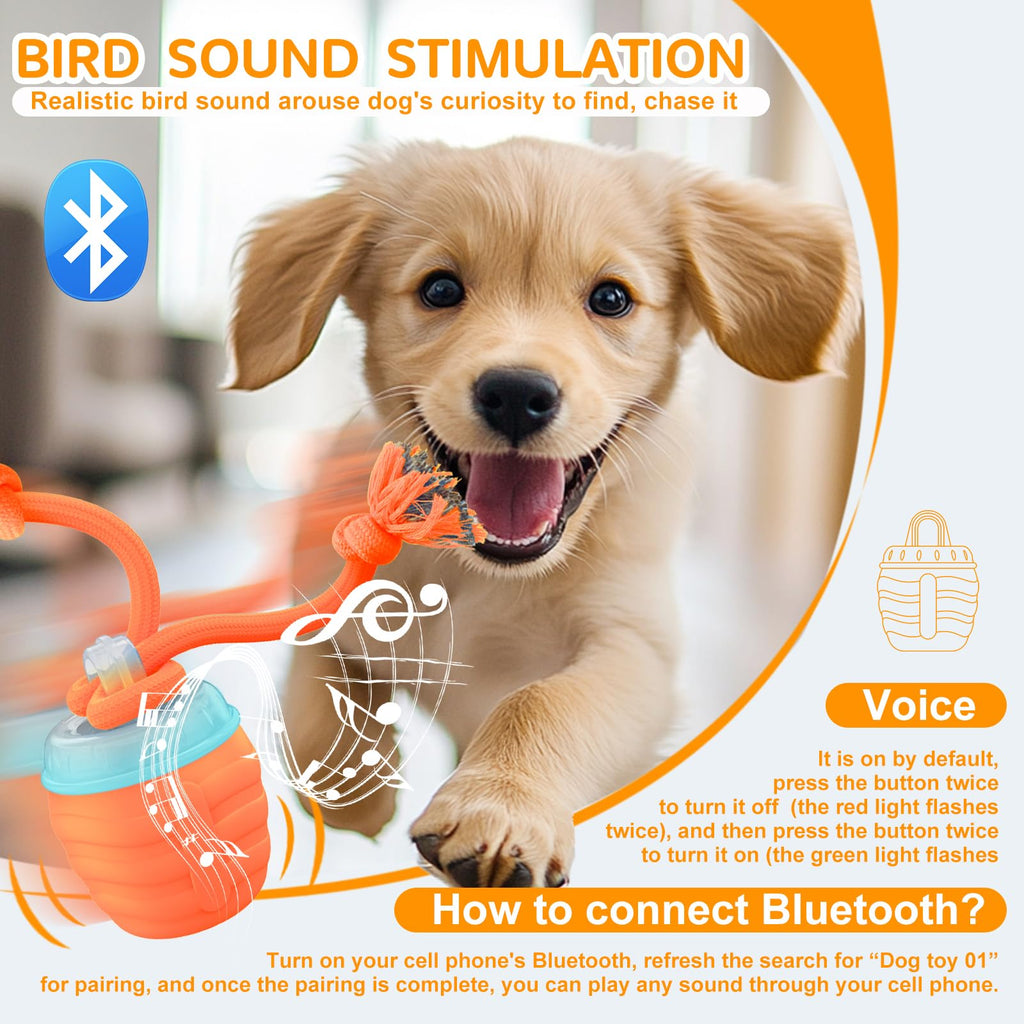 Interactive Dog Toy, [Newly Upgraded] Motion Activated Rolling Squeaky Ball for Medium/Large Dogs, Automatic Moving Dogs Ball for Boredom, USB Rechargeable(Cyan)
