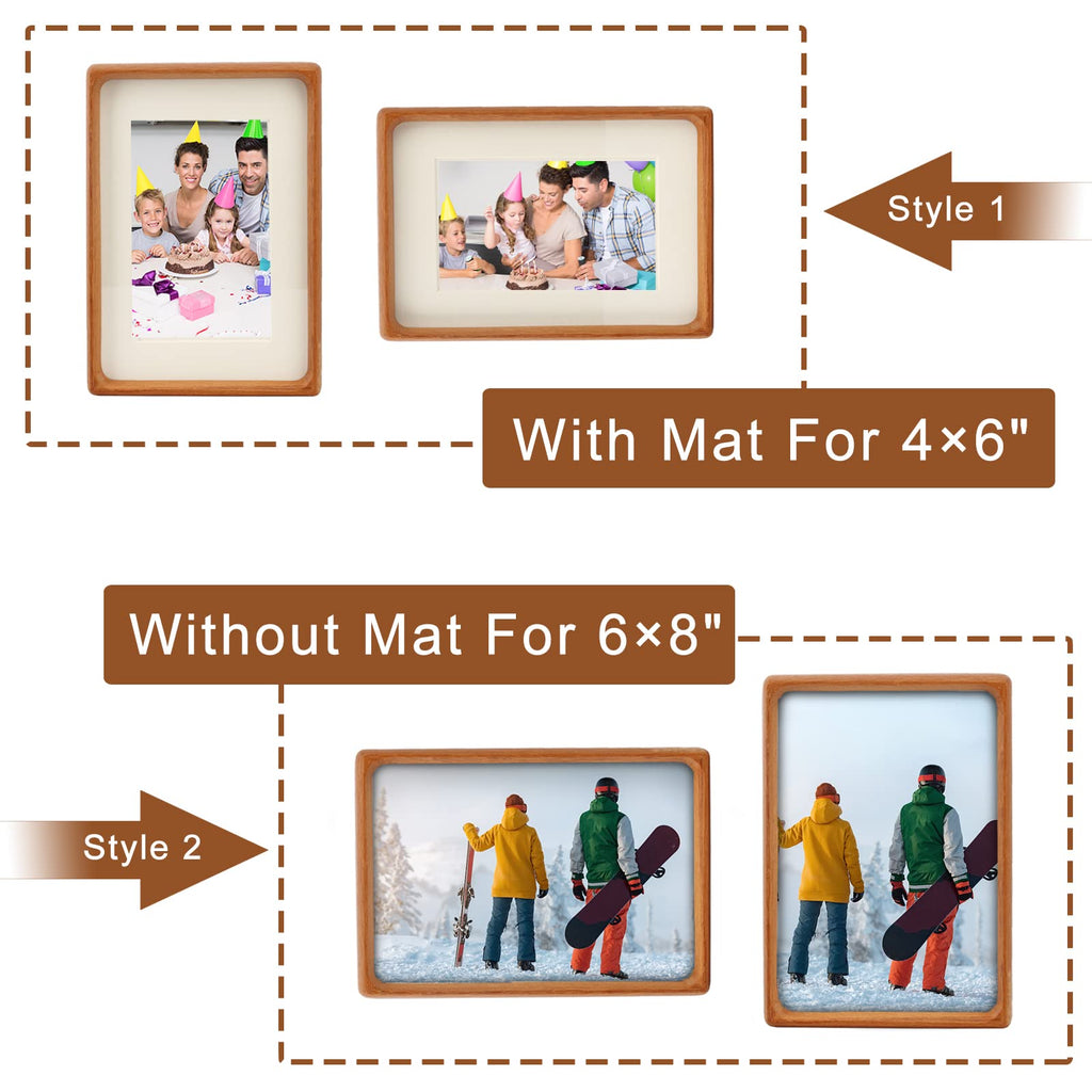 Mini Wood Picture Frame,Small Picture Frames 2x3 with Tiny Mat | Cute Polaroid Picture Frame,Teak Solid Natural Wood Tiny Photo Frame, Tabletop and Wall Mounting
