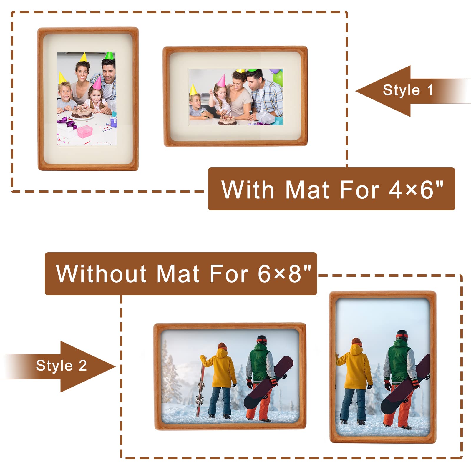 Mini Wood Picture Frame,Small Picture Frames 2x3 with Tiny Mat | Cute Polaroid Picture Frame,Teak Solid Natural Wood Tiny Photo Frame, Tabletop and Wall Mounting