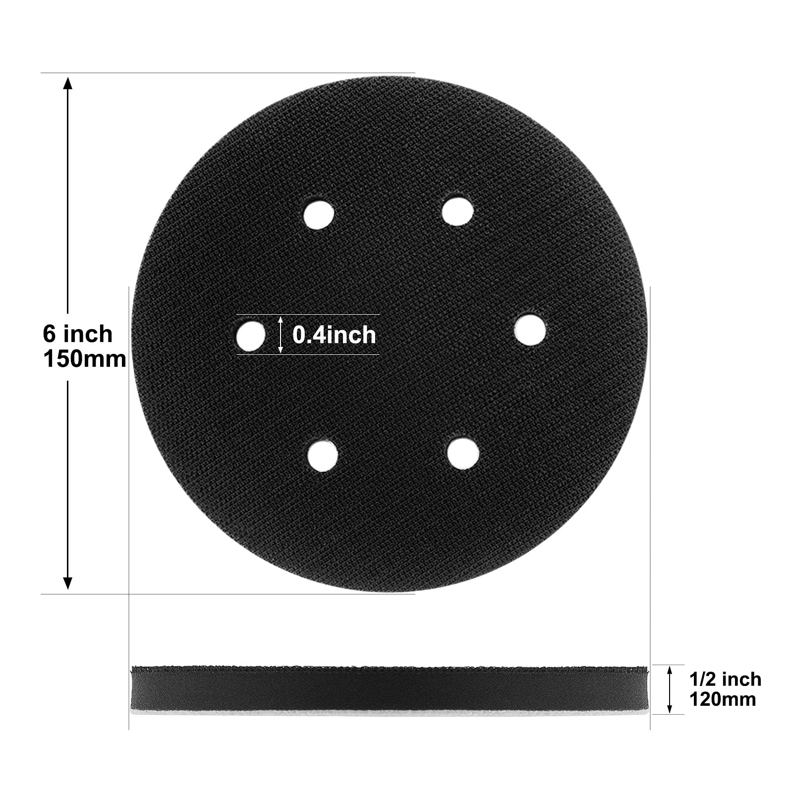 5 Pack 5 Inch 8 Holes Soft Density Interface Pads Hook and Loop 5" Sponge Cushion Buffer Backing Pad (Set of 5)