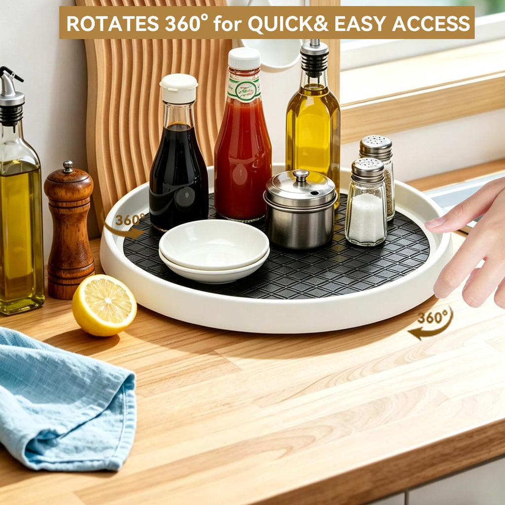 P PRETIRENO Lazy Susan Turntable Organizer, 10 Inch 360° Rotating Tray for Kitchen Cabinet, Pantry, Countertop, Fridge - Non-Skid Spice Rack Storage for Bathroom, Vanity, Makeup
