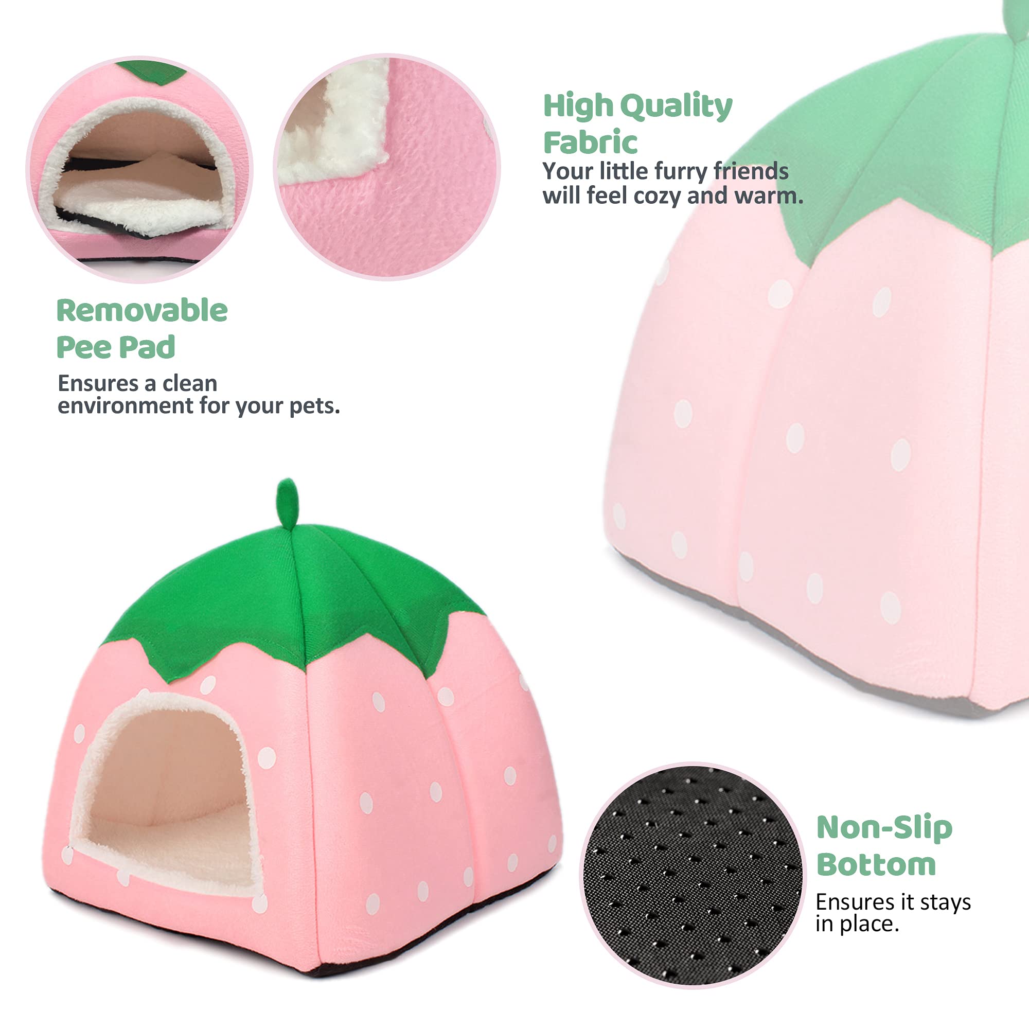 Guinea Pig Hideout Bed Dwarf Rabbit House Cave Accessories Cozy Hide-Out for Little Bunny Hedgehog Ferret Chinchilla&Other Small Animals