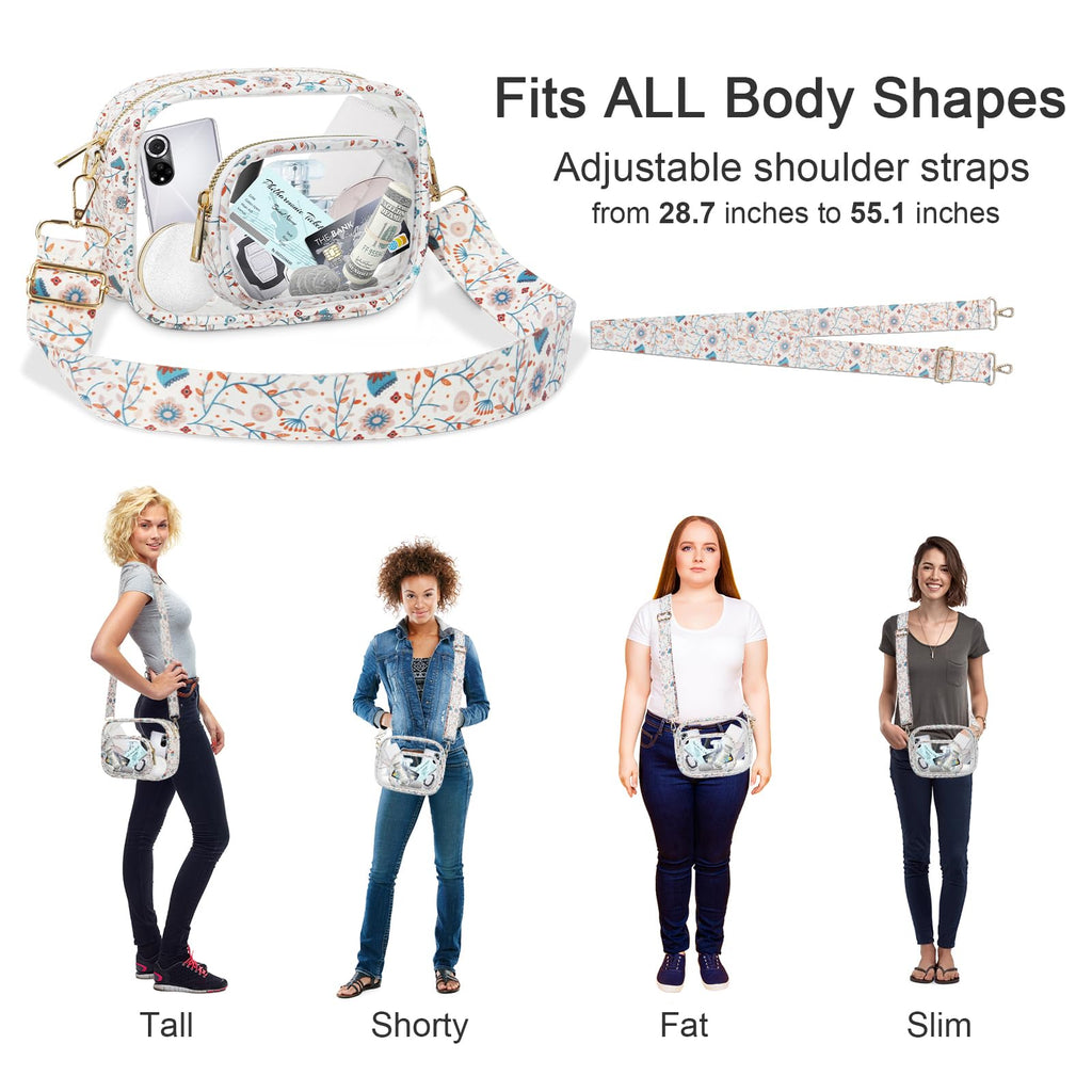 KETIEE Clear Crossbody Bag, Stadium Approved Clear Purse Bag for Concerts Sports Events Festivals