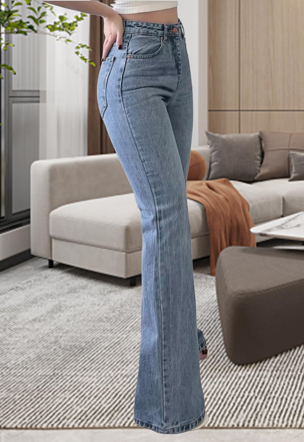CutieLove Women's Ripped Jeans Bell Bottom Flare Jeans Mid Rise Destroyed Hem Denim Pants