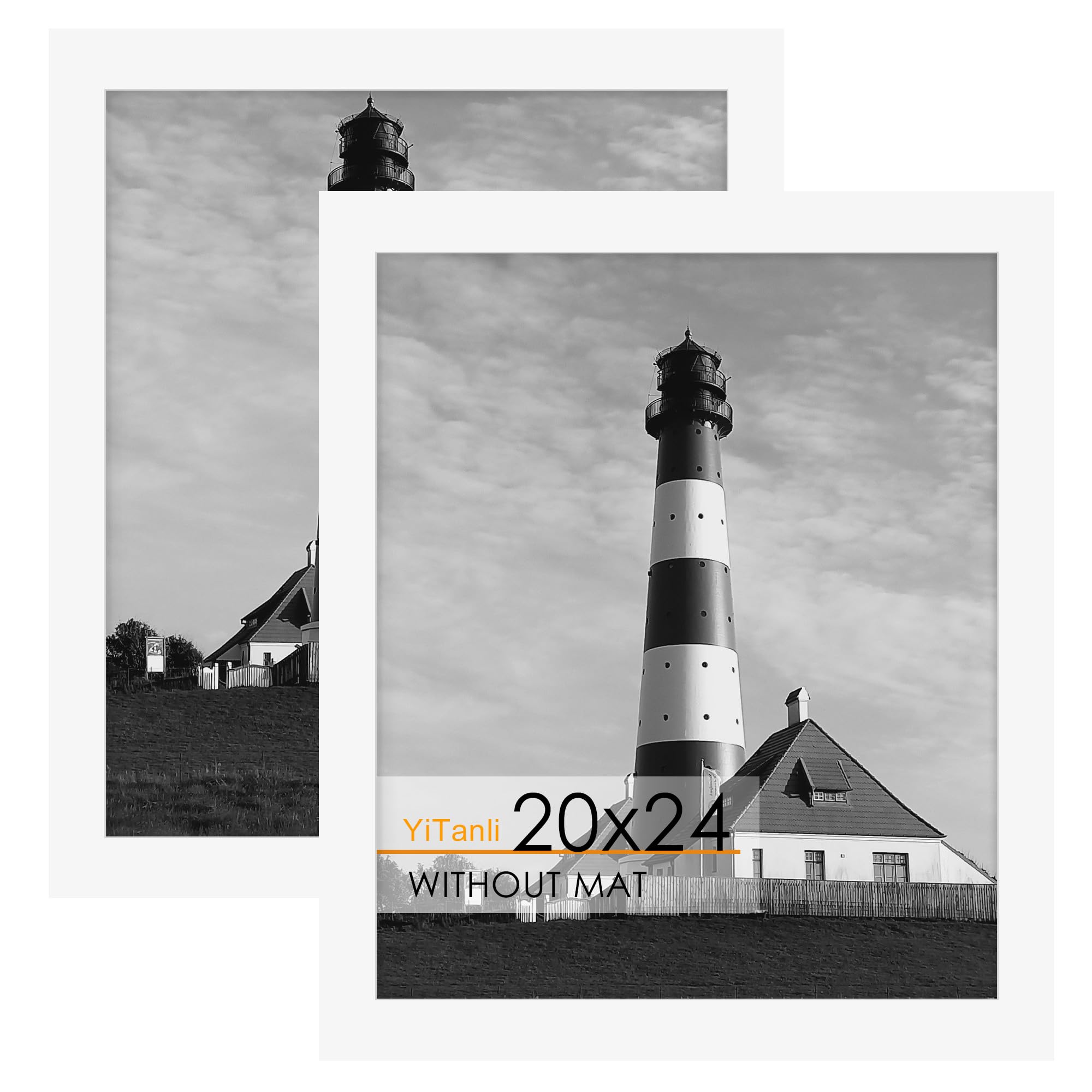 16x24 Black Frame 2 Pack, Engineered Wood for 24 x 16 in Poster | Horizontal or Vertical Wall Mounting, 24x16 Poster Frames for Gallery, Office, and Home Decor