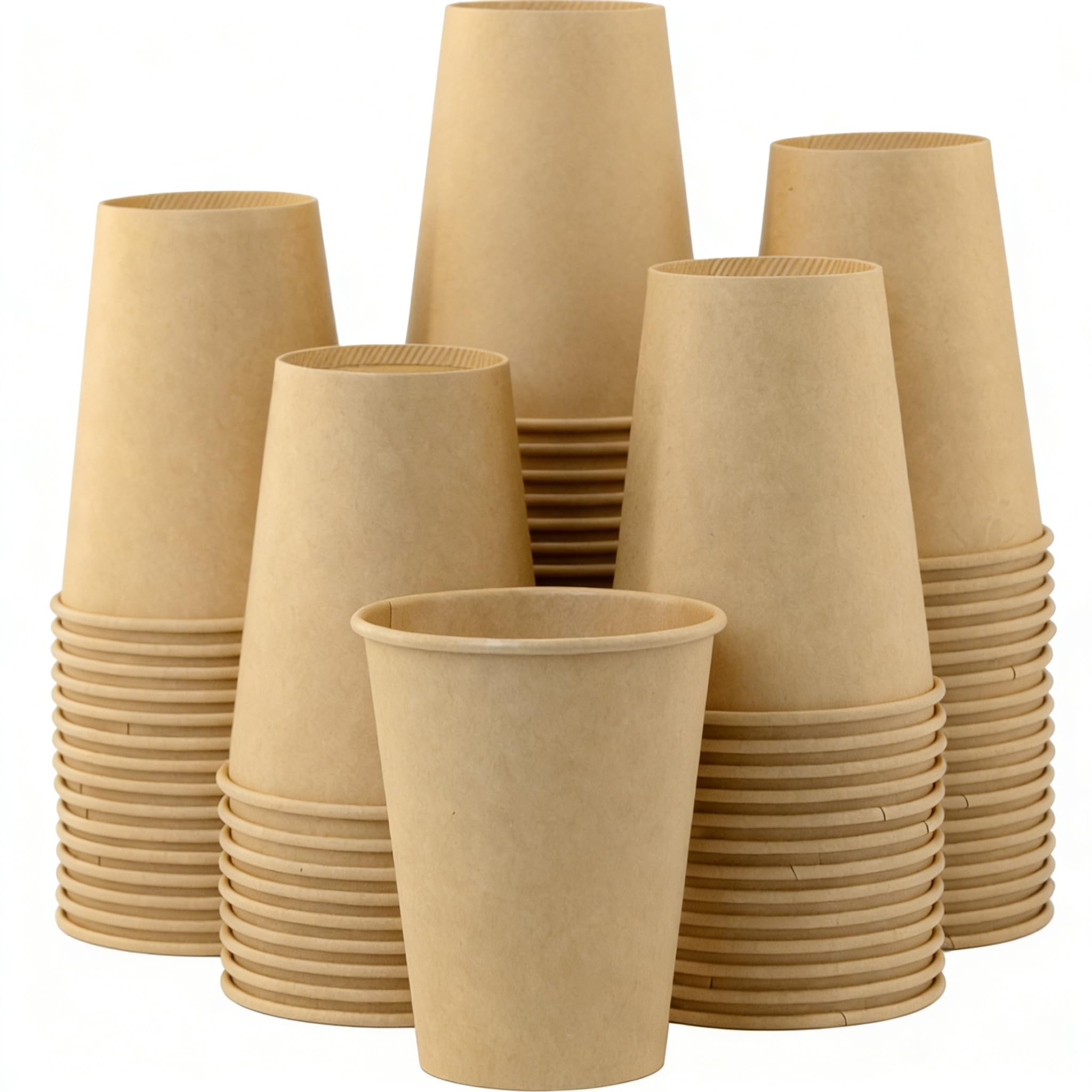 16 oz 100 Pack Corrugated Ripple Wall Disposable Coffee Cups with Lids and Straws, Heavy Duty Insulated Cups for Hot Beverage or Cold Drinks, Bulk for Restaurants, Offices, Coffee Shops(Black)