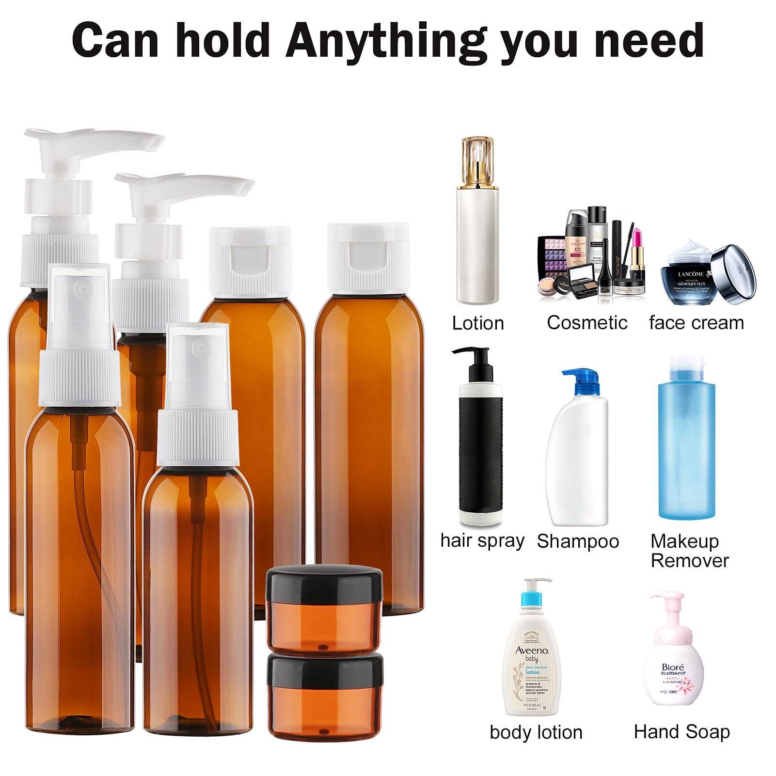 Cosywell Travel Size Bottles for Toiletries 13 Pack 2oz TSA Approved Toiletry Bottles Leak Proof Travel Kit for Women Men TSA Clear Toiletry Bag Shampoo Lotion Skincare Cosmetic Container
